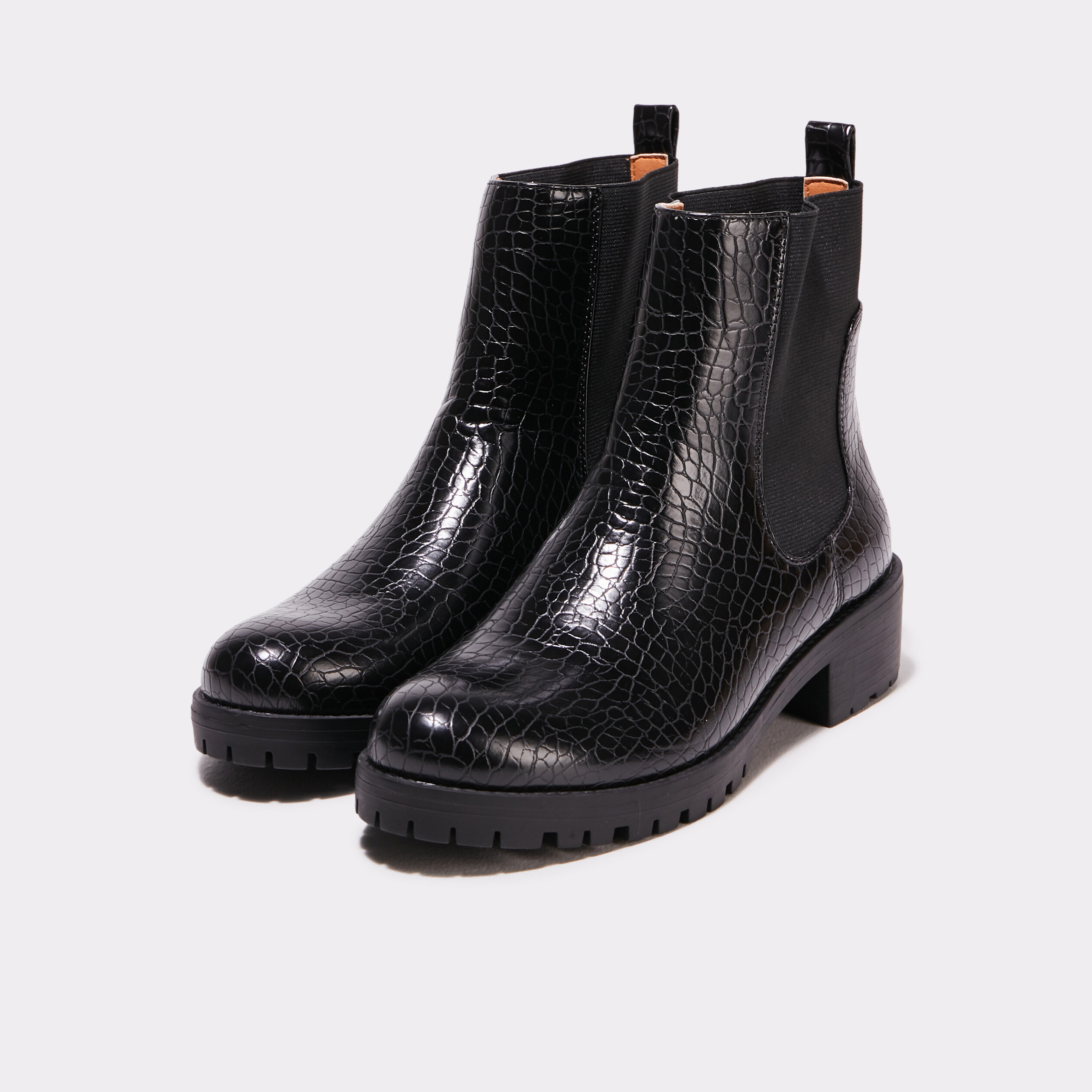 Bottines texturées noir femme