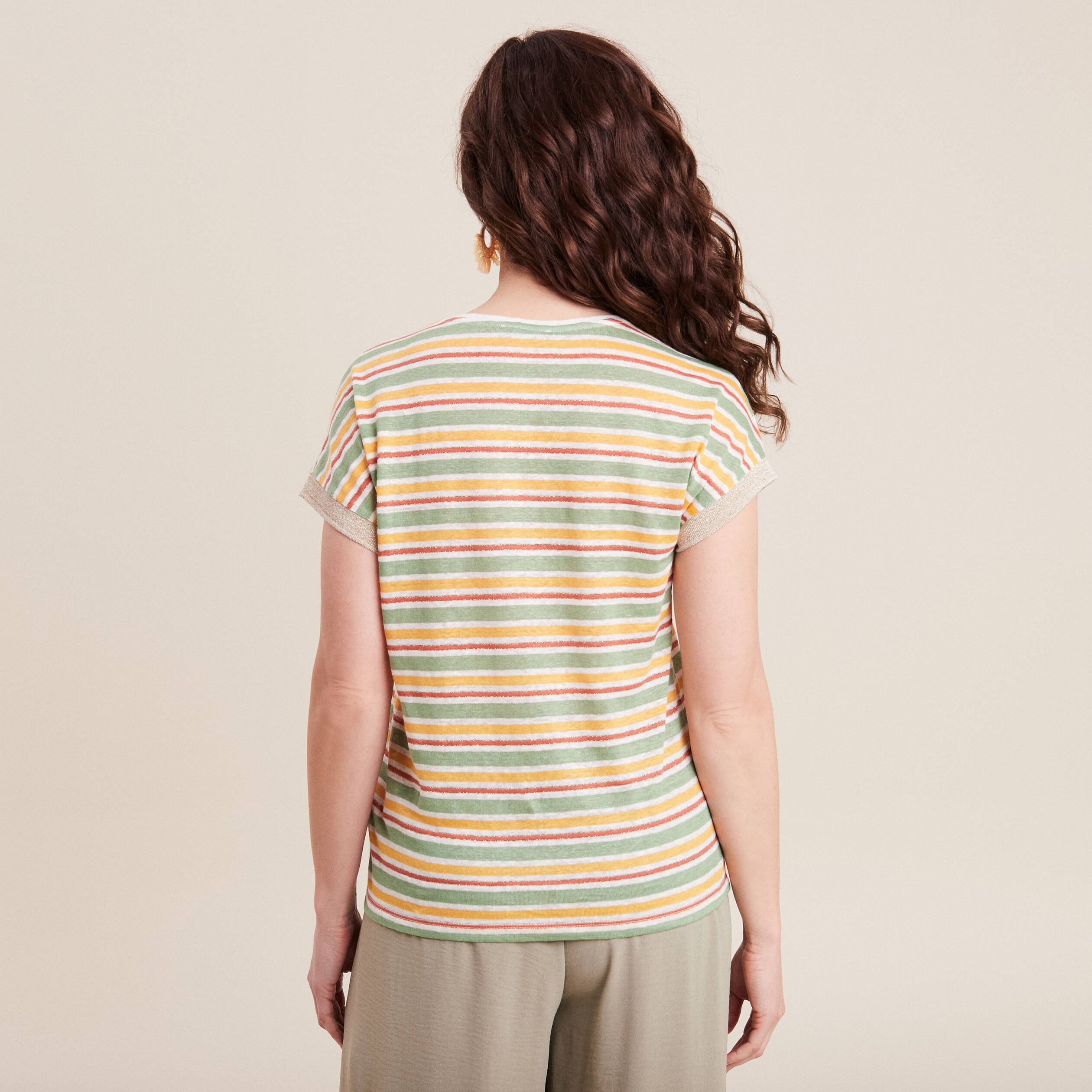 T-shirt manches courtes beige femme