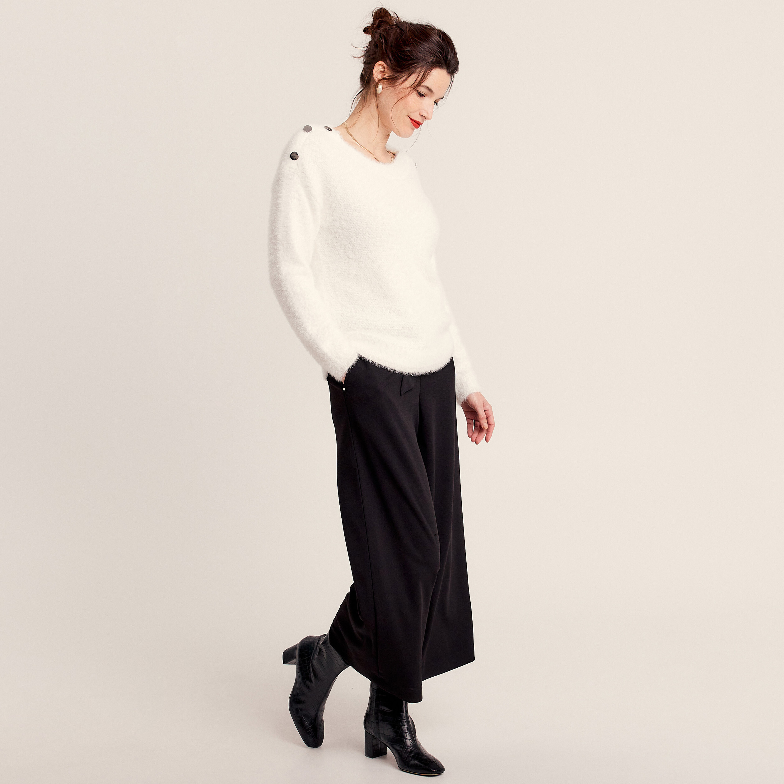 Pull manches longues ecru femme