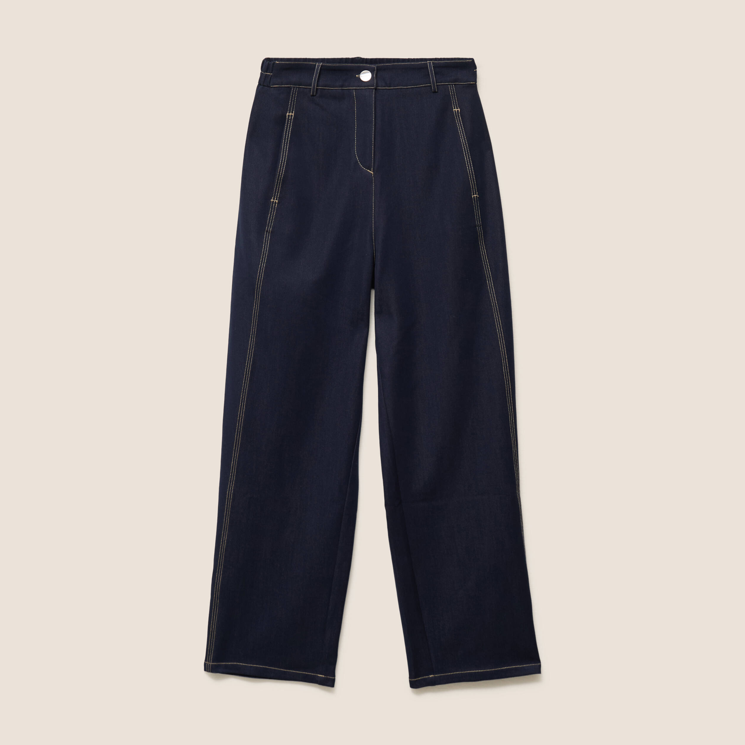 Pantalon coupe barrel denim brut femme