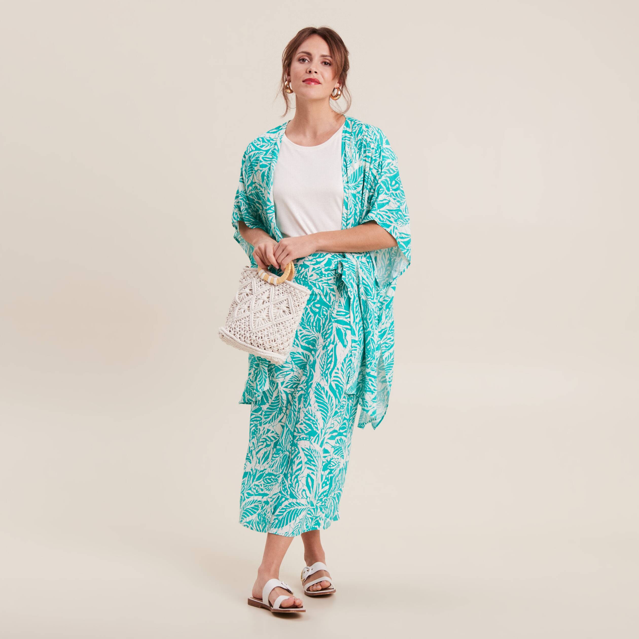 Kimono dos smocké vert émeraude femme
