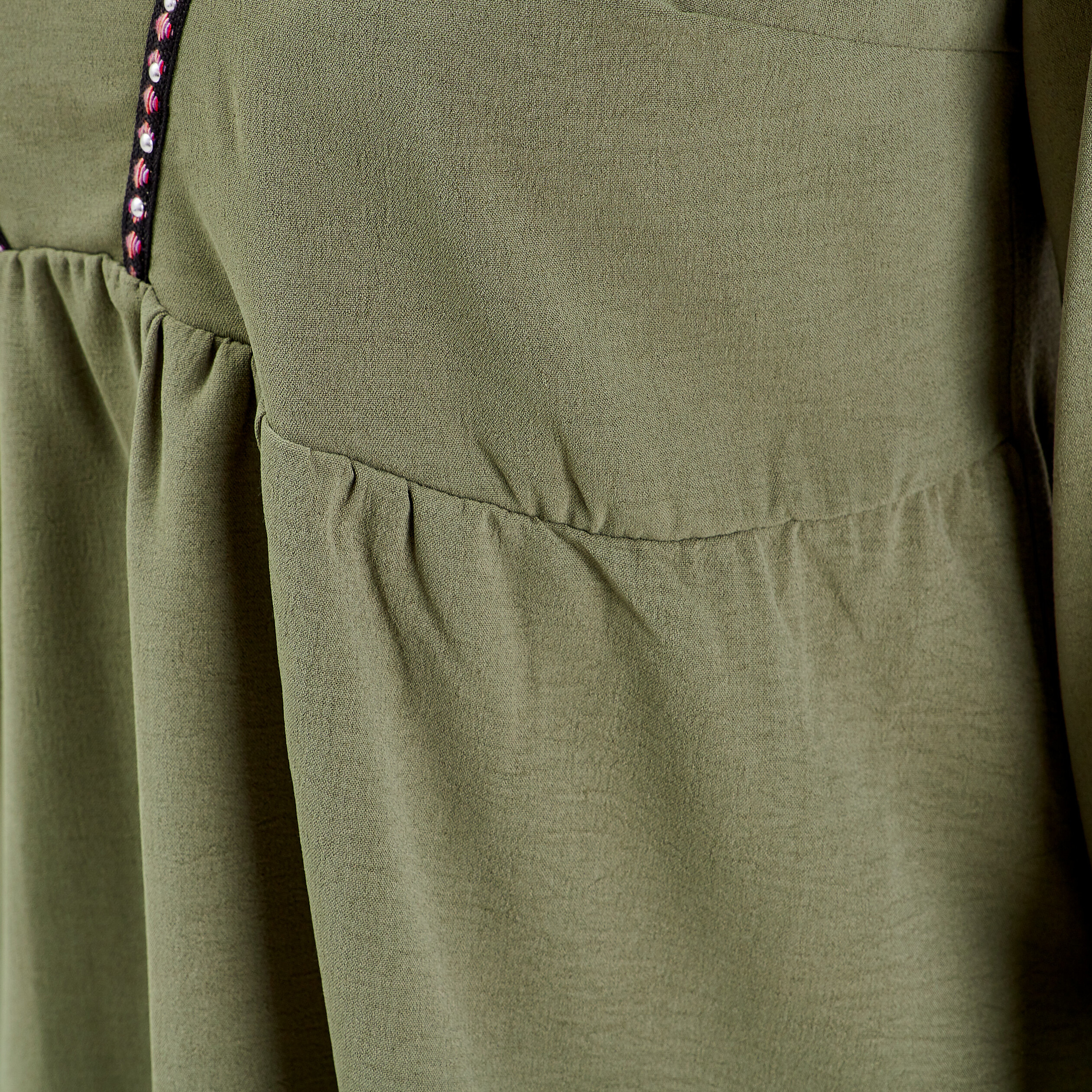 T-shirt manches longues vert kaki femme
