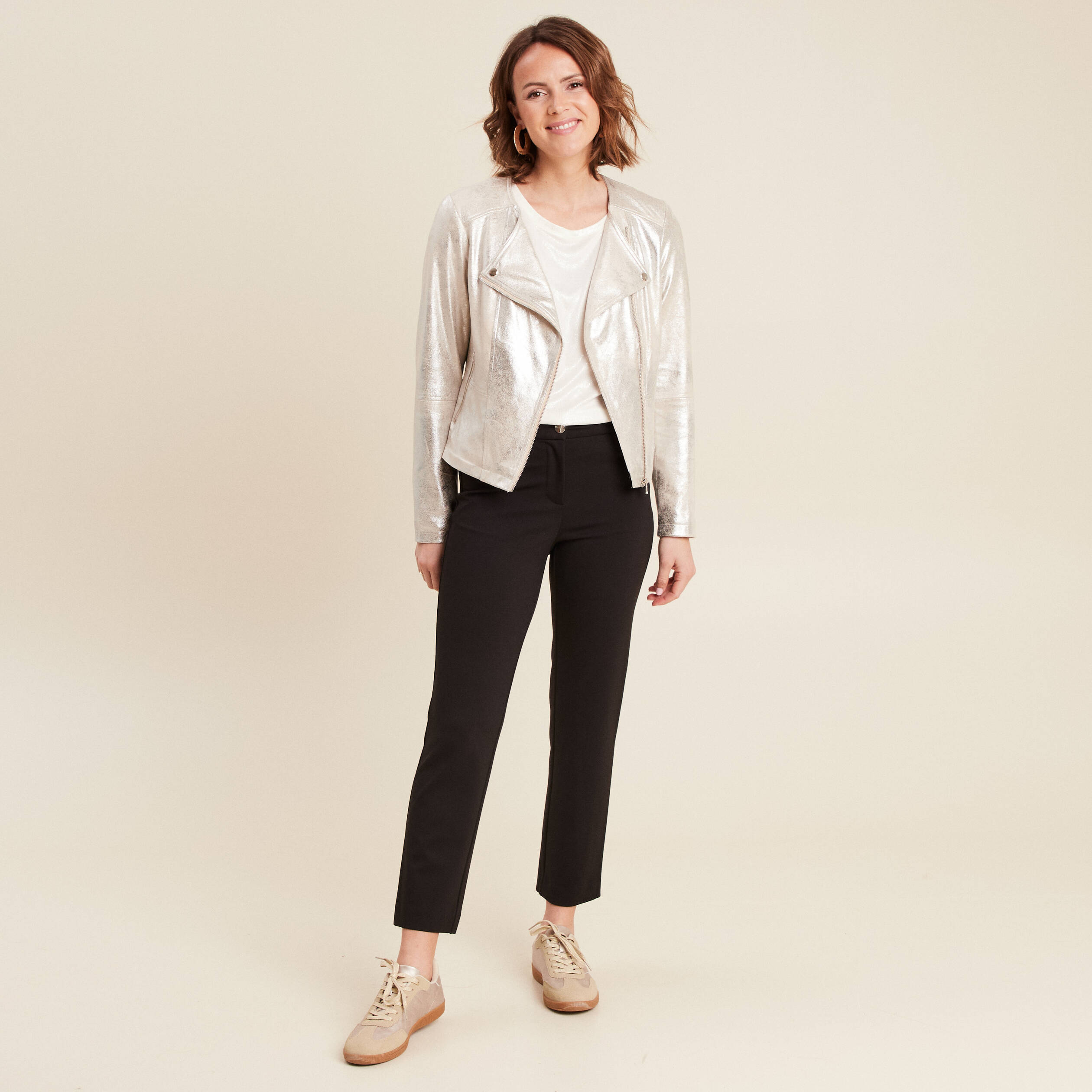 Pantalon droit noir femme