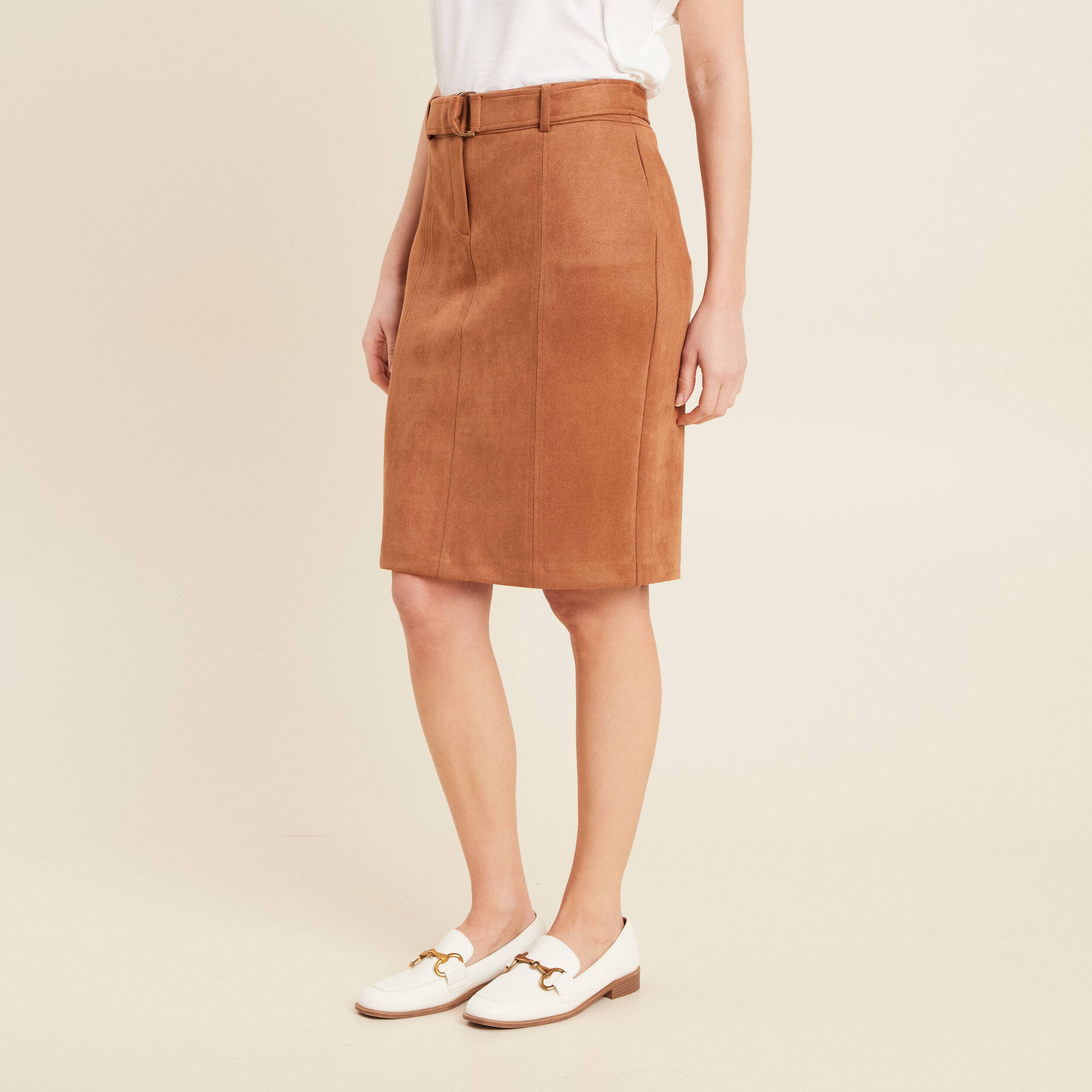 jupe droite suedine marron femme Jupe droite suédine marron femme