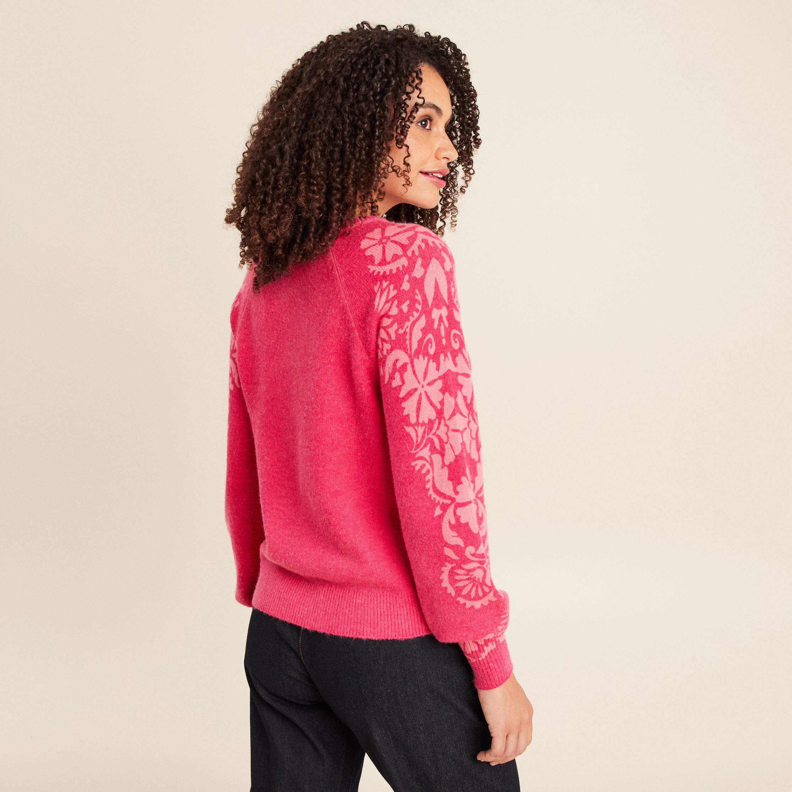 Pull Col Roulé Manches Longues Couleur Framboise En Mohair - Occasion Très Bon état, Taille M, Classique