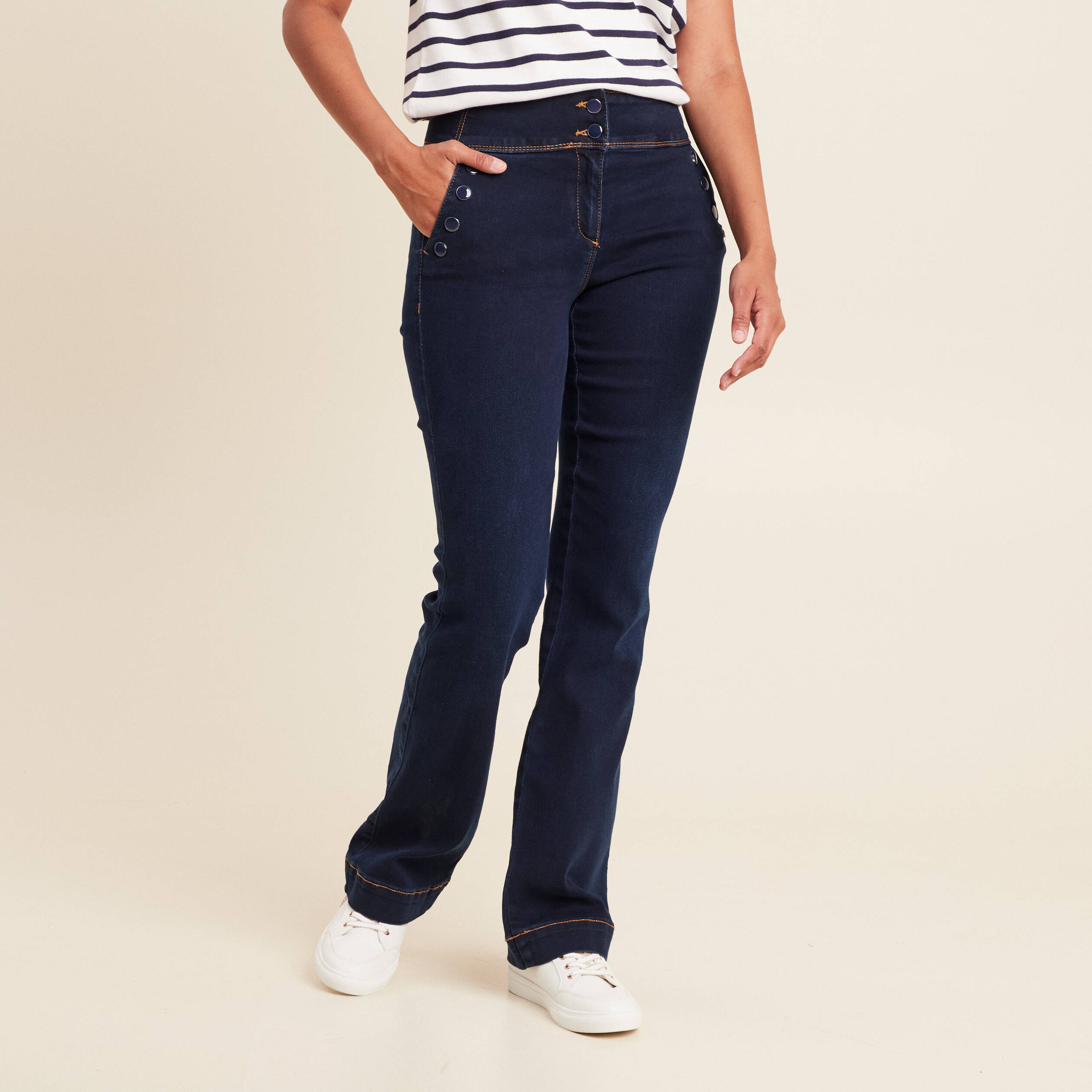 jean bootcut taille haute denim brut femme Jean bootcut taille haute denim brut femme