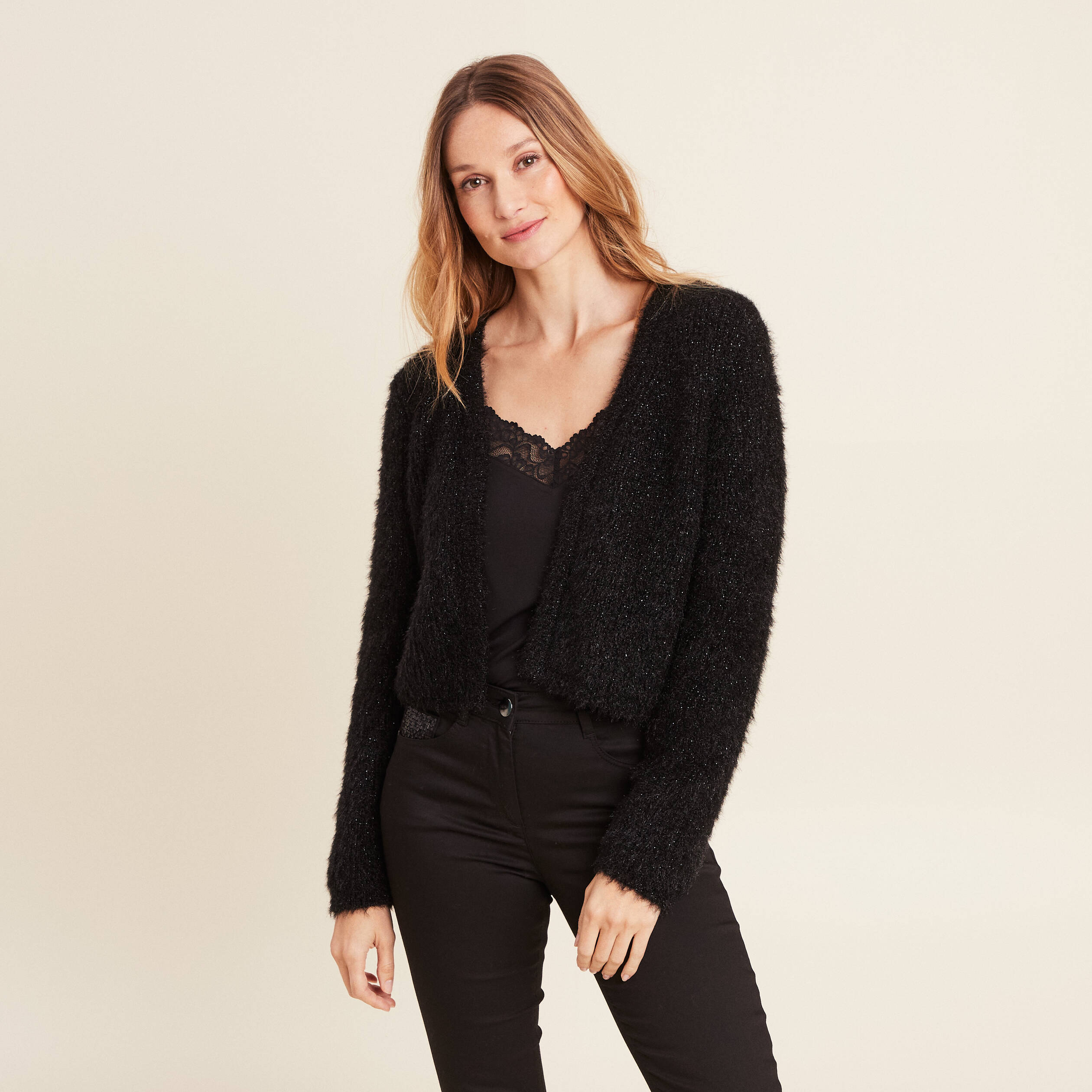 gilet manches longues noir femme Gilet manches longues noir femme