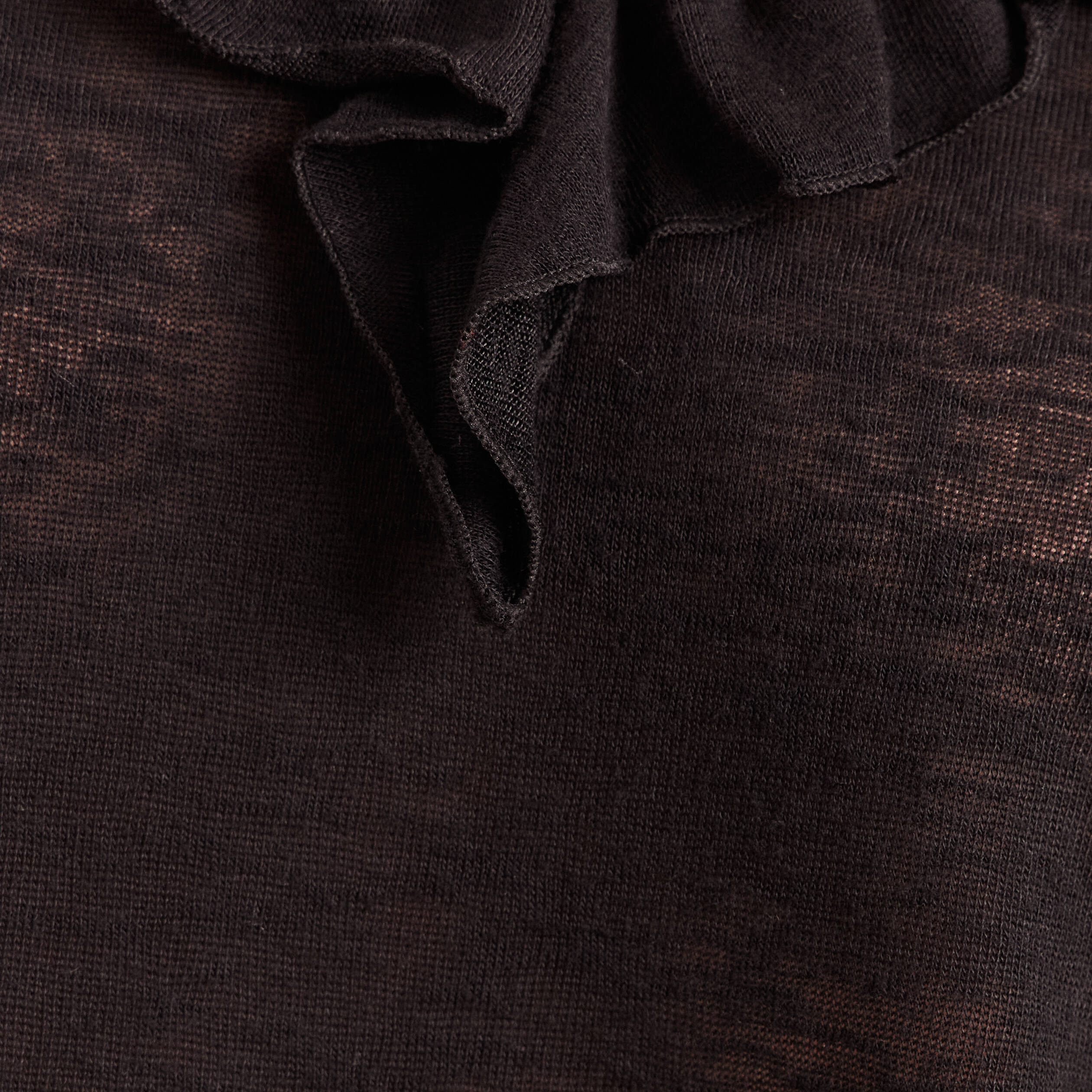 Blouse col v manches longues noir femme