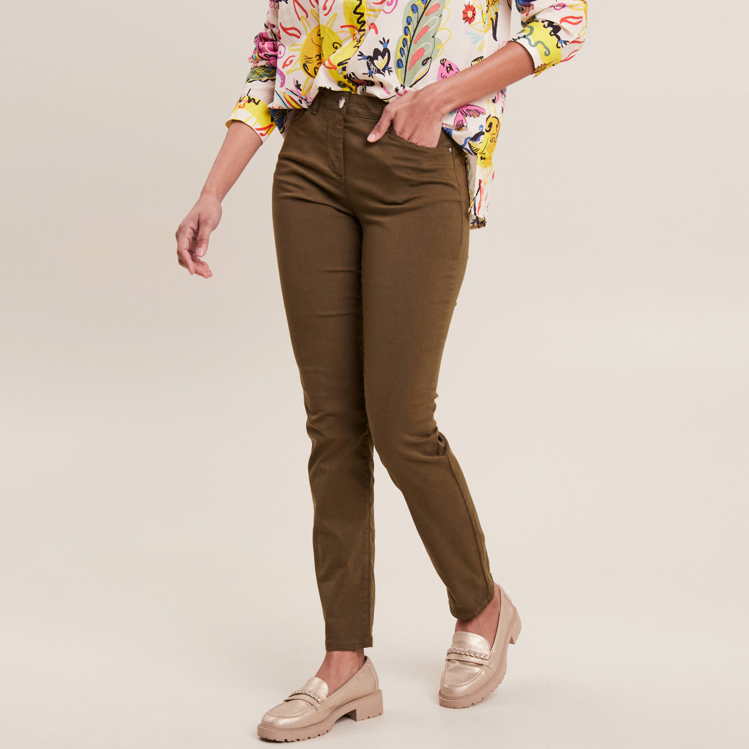 Pantalon Jogger Figs Femme - Vert, Taille M, Longueur Cheville, Bas Manchette