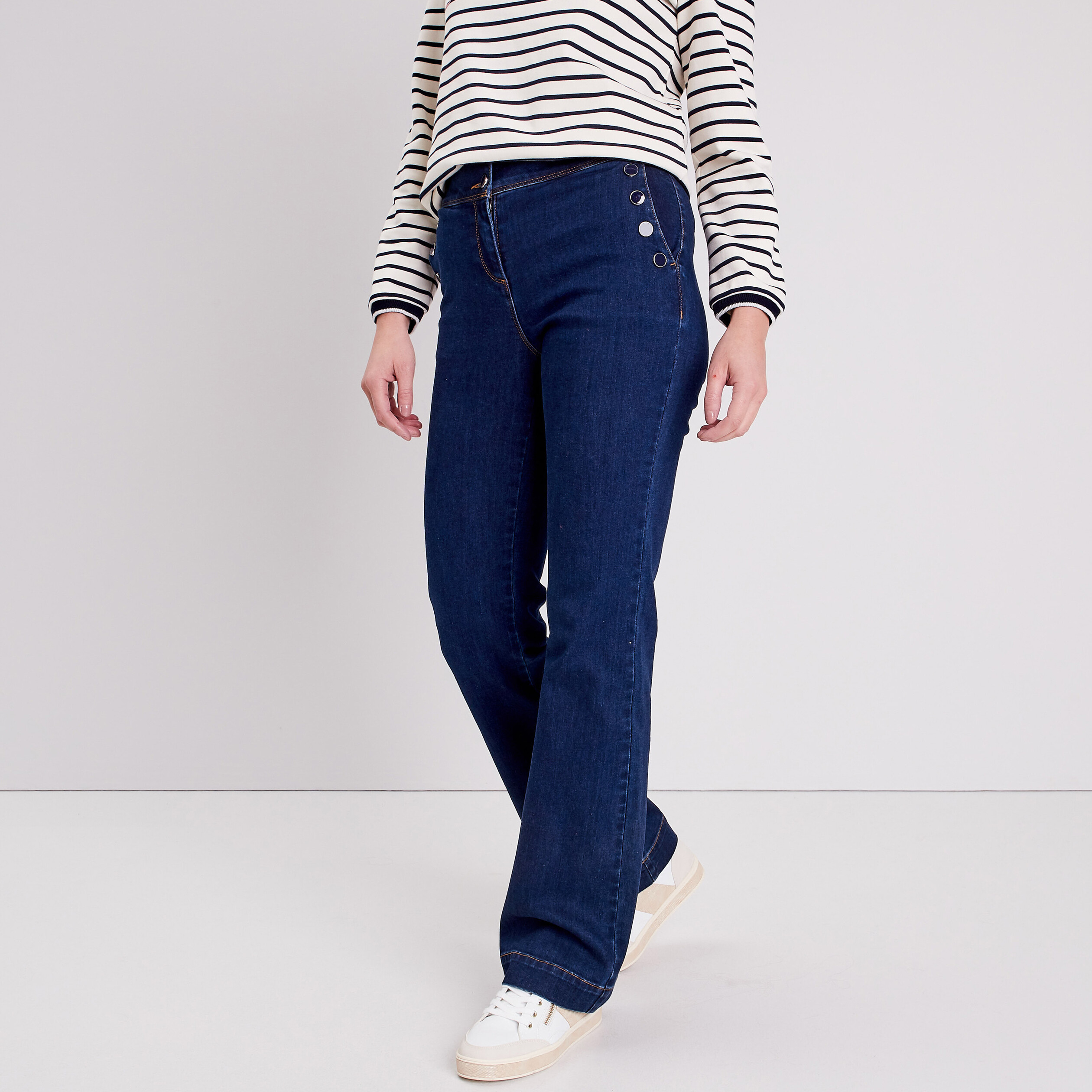 Jean bootcut taille haute denim stone femme