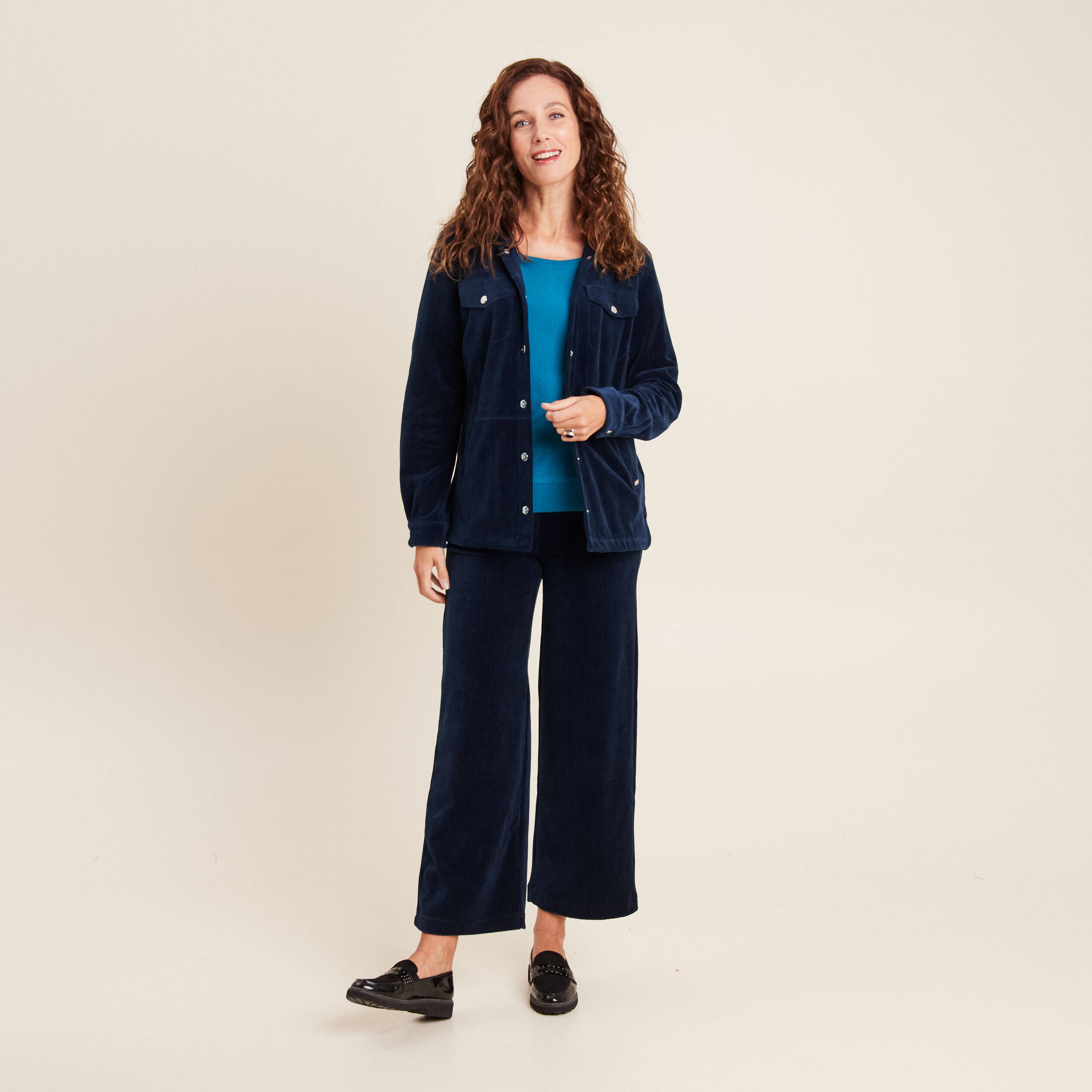 Pull manches longues bleu canard femme