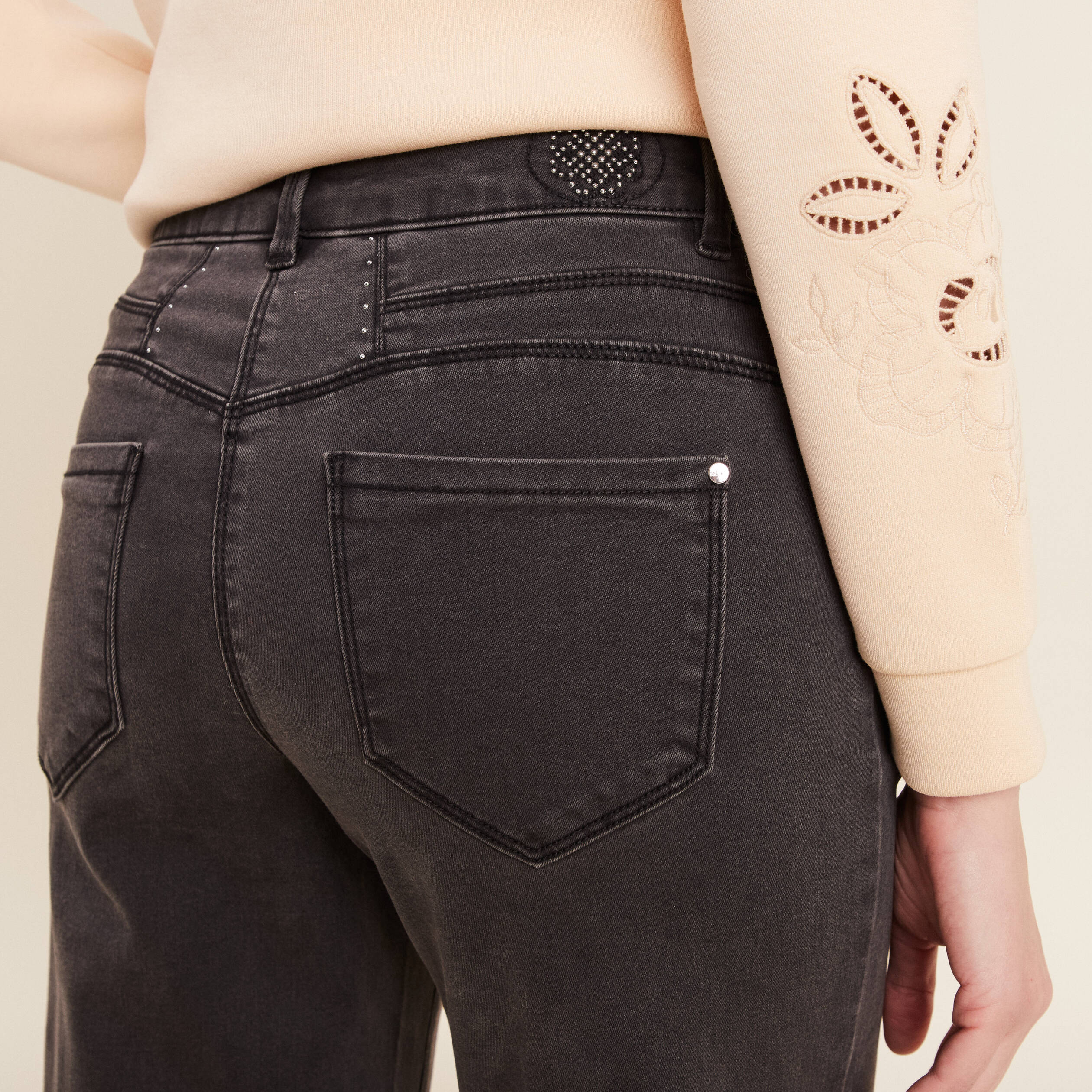 jean large 78eme denim gris femme Jean large 7/8ème denim gris femme