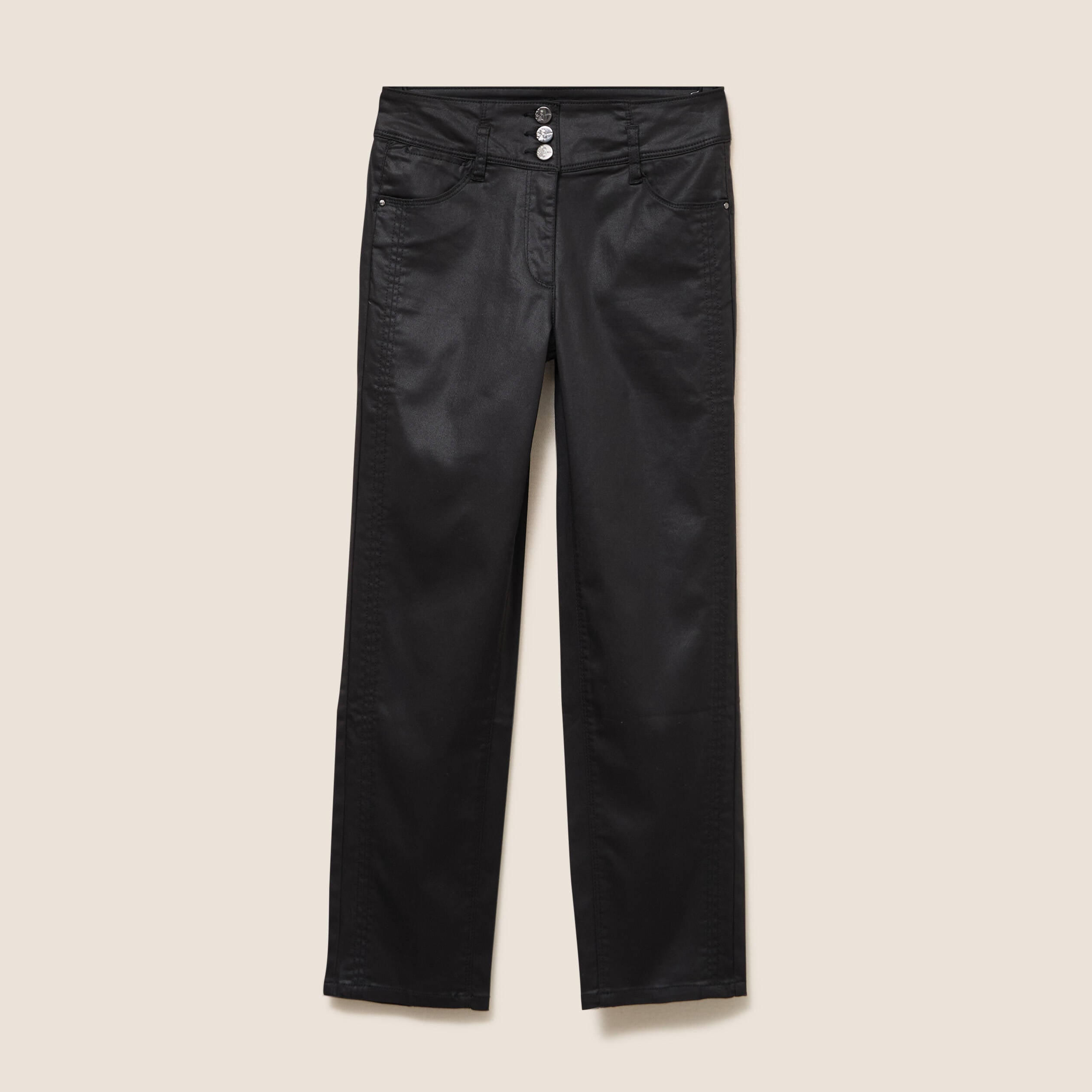 Pantalon enduit noir femme