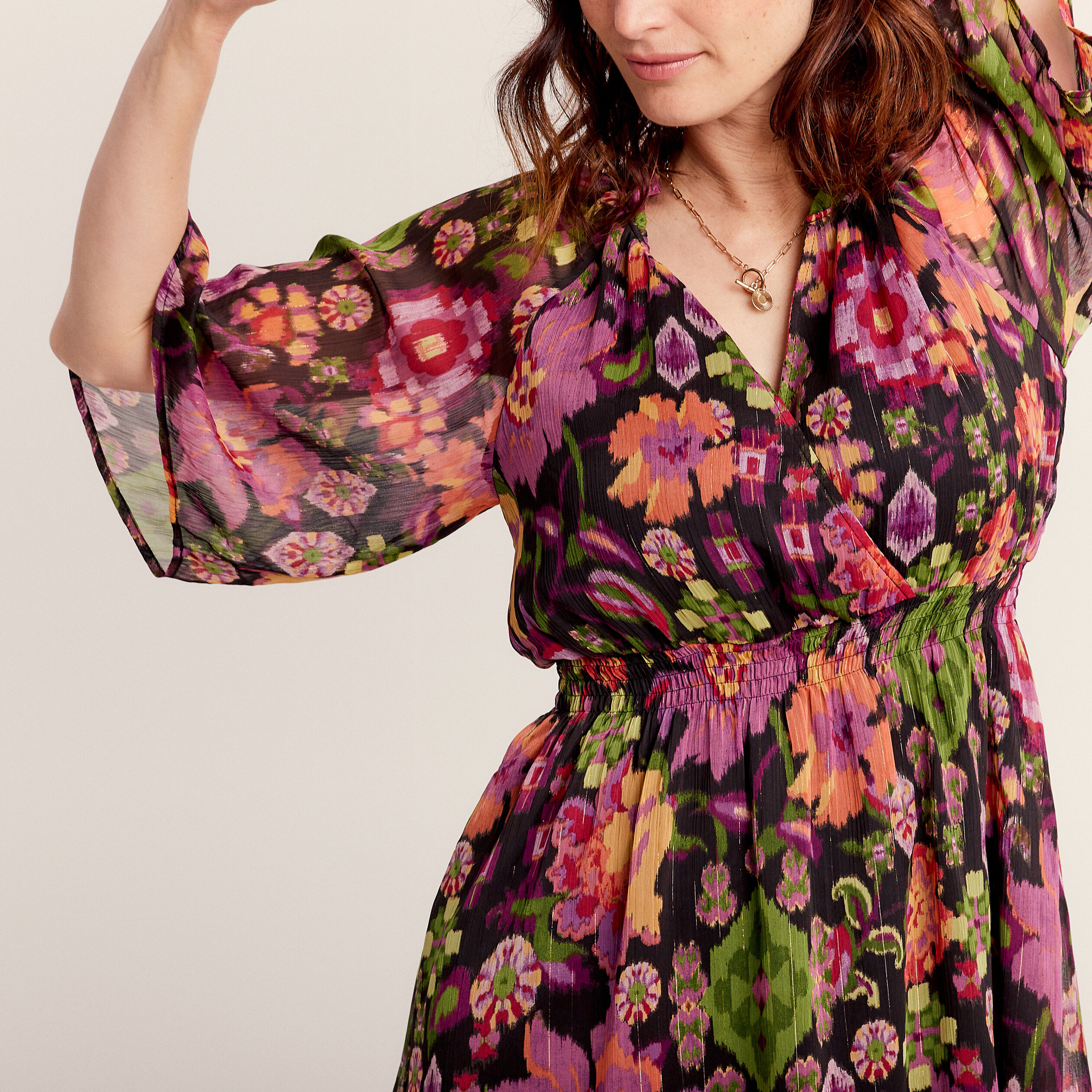 Robe vas e manches 3 4 noir femme