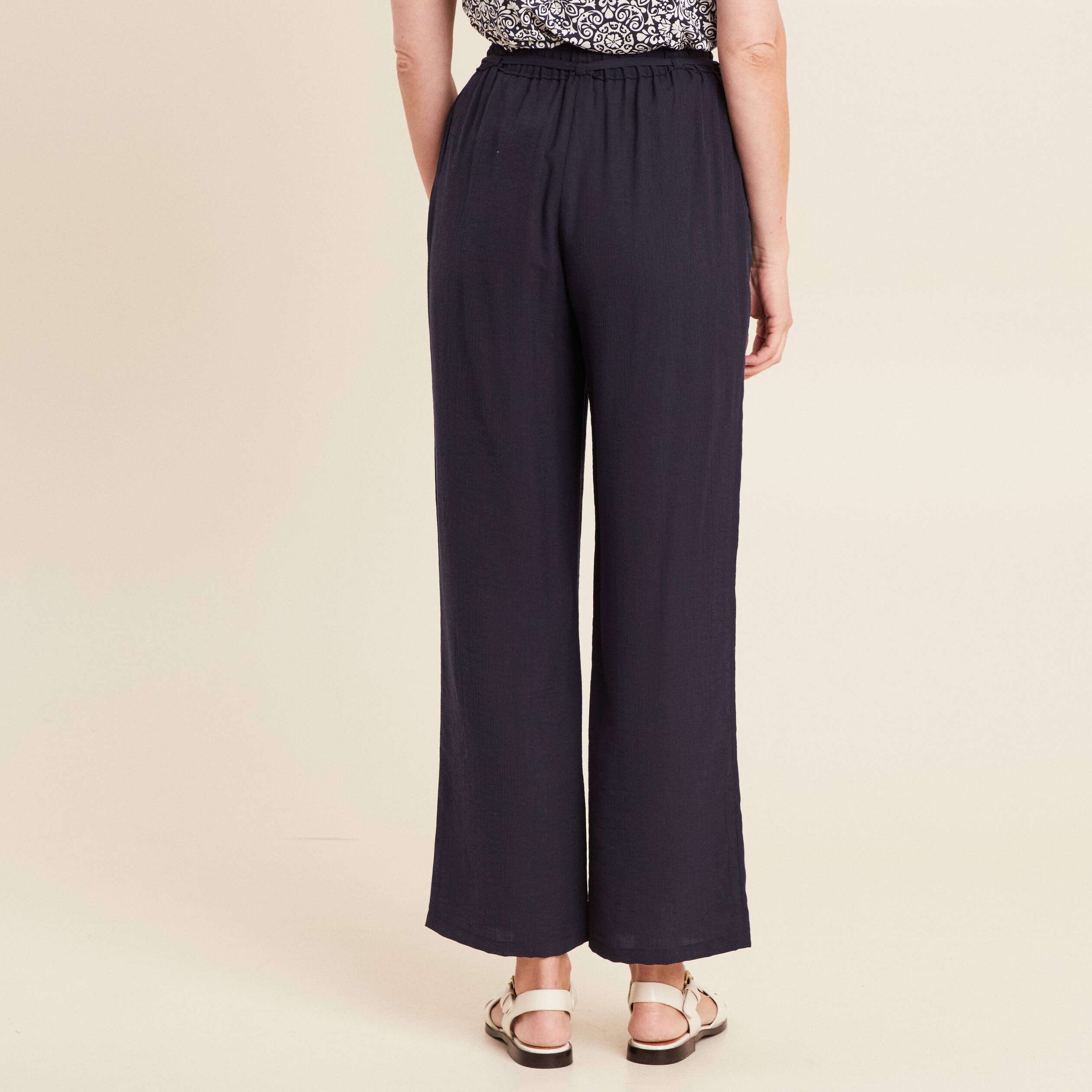 pantalon large 78eme bleu fonce femme Pantalon large 7/8ème bleu foncé femme