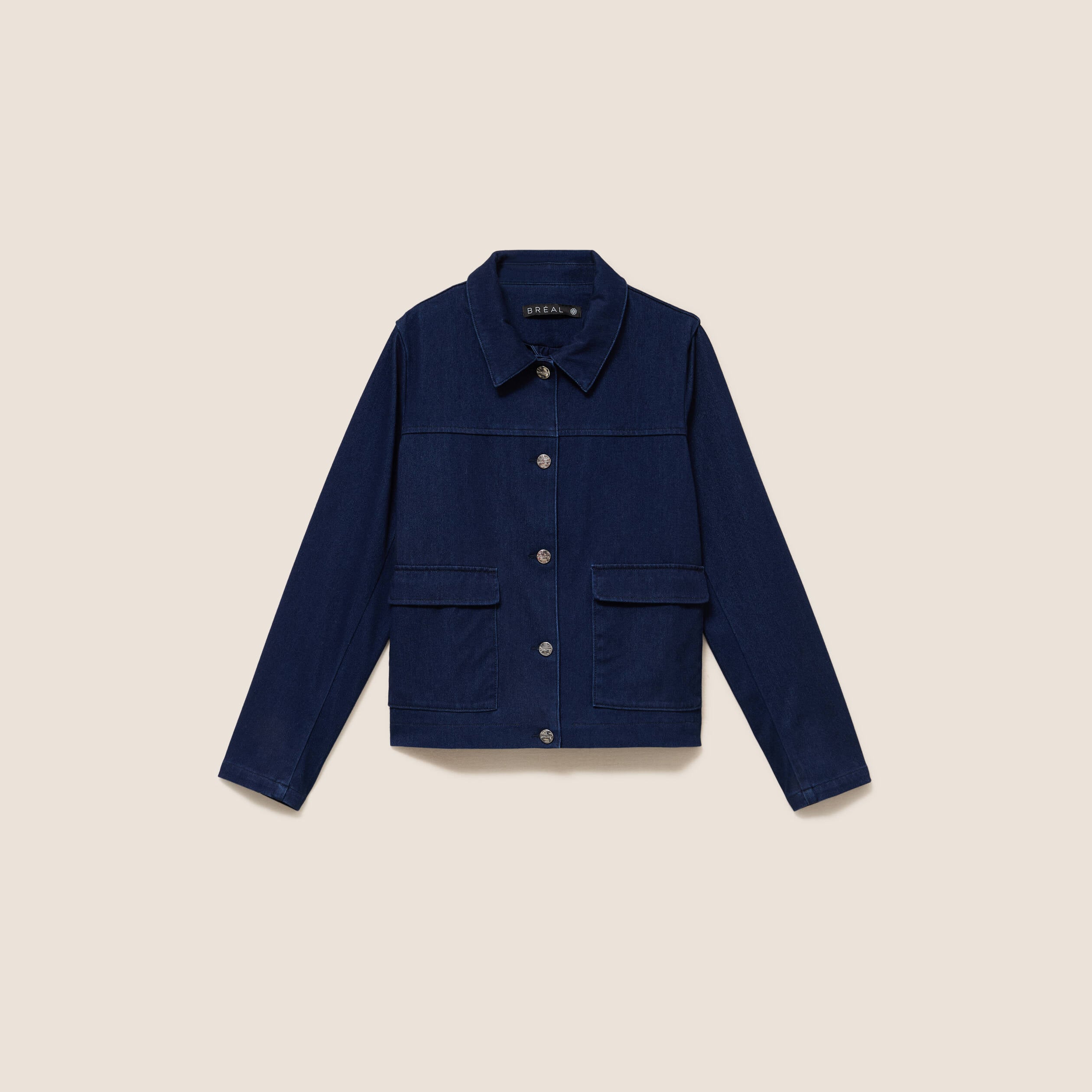 Veste doubl&eacute;e denim stone femme