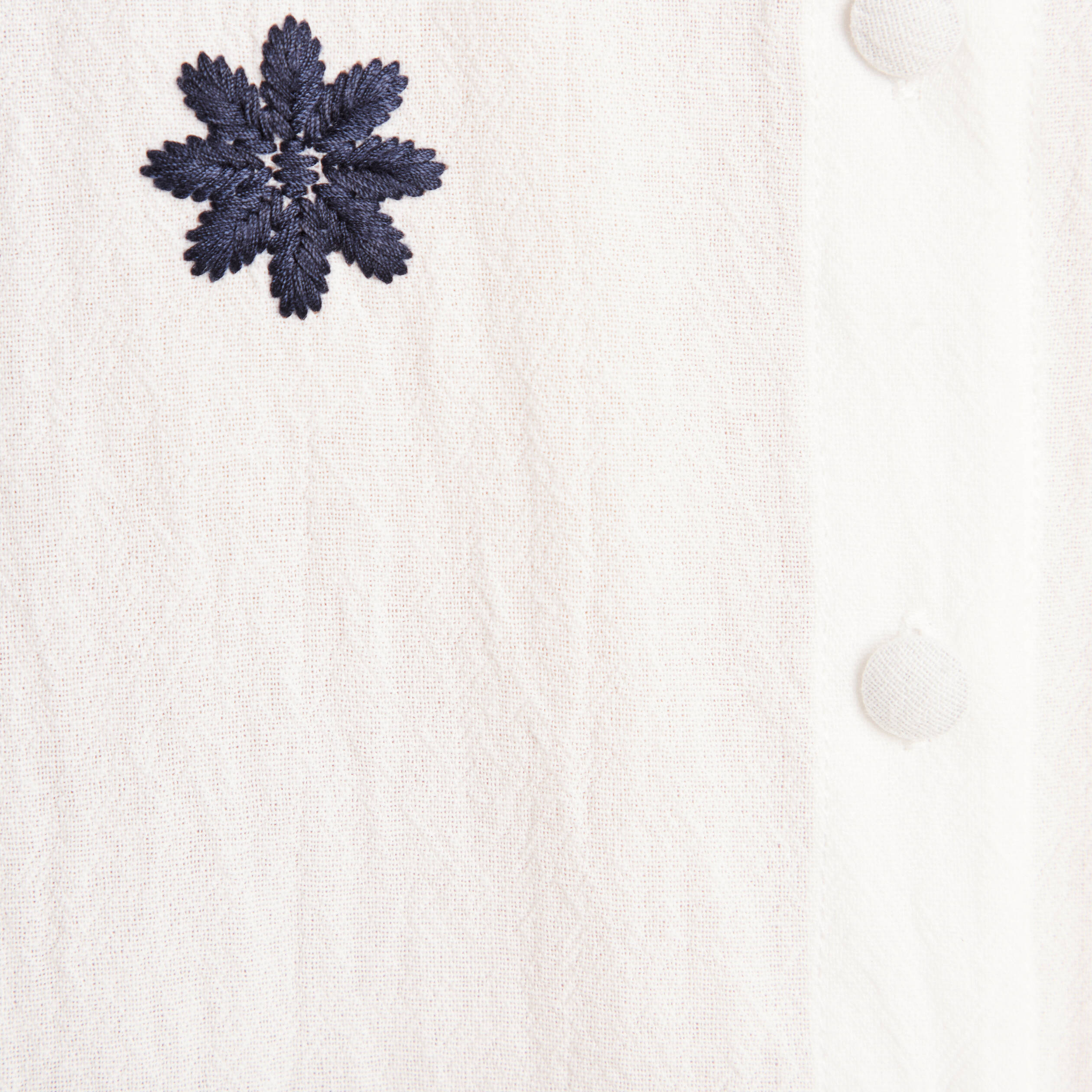 chemise en coton brodée manches longues ecru femme