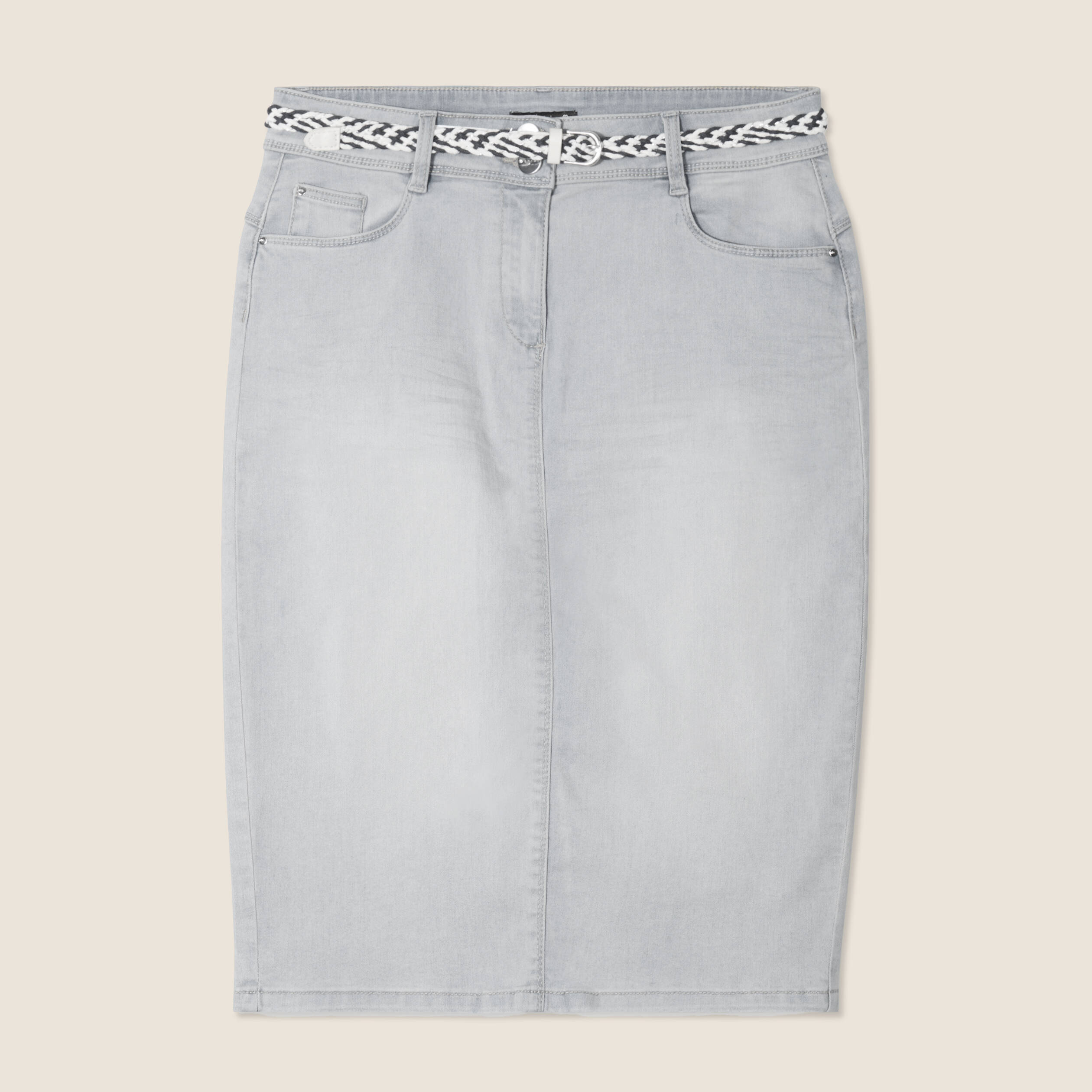 Jupe ajustée en jean denim double stone femme