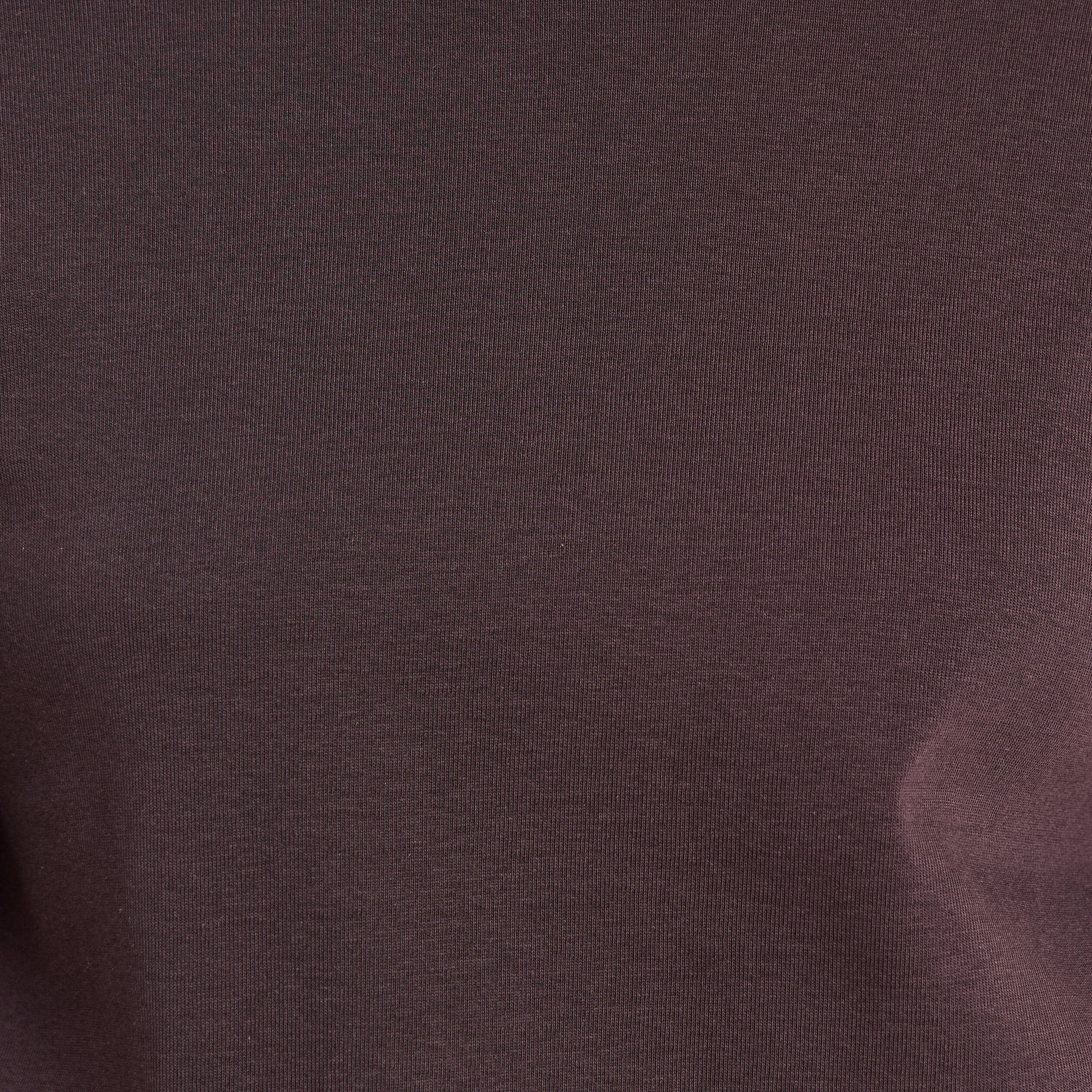 T-shirt ajust&eacute; col rond manches coudes marron fonc&eacute; femme