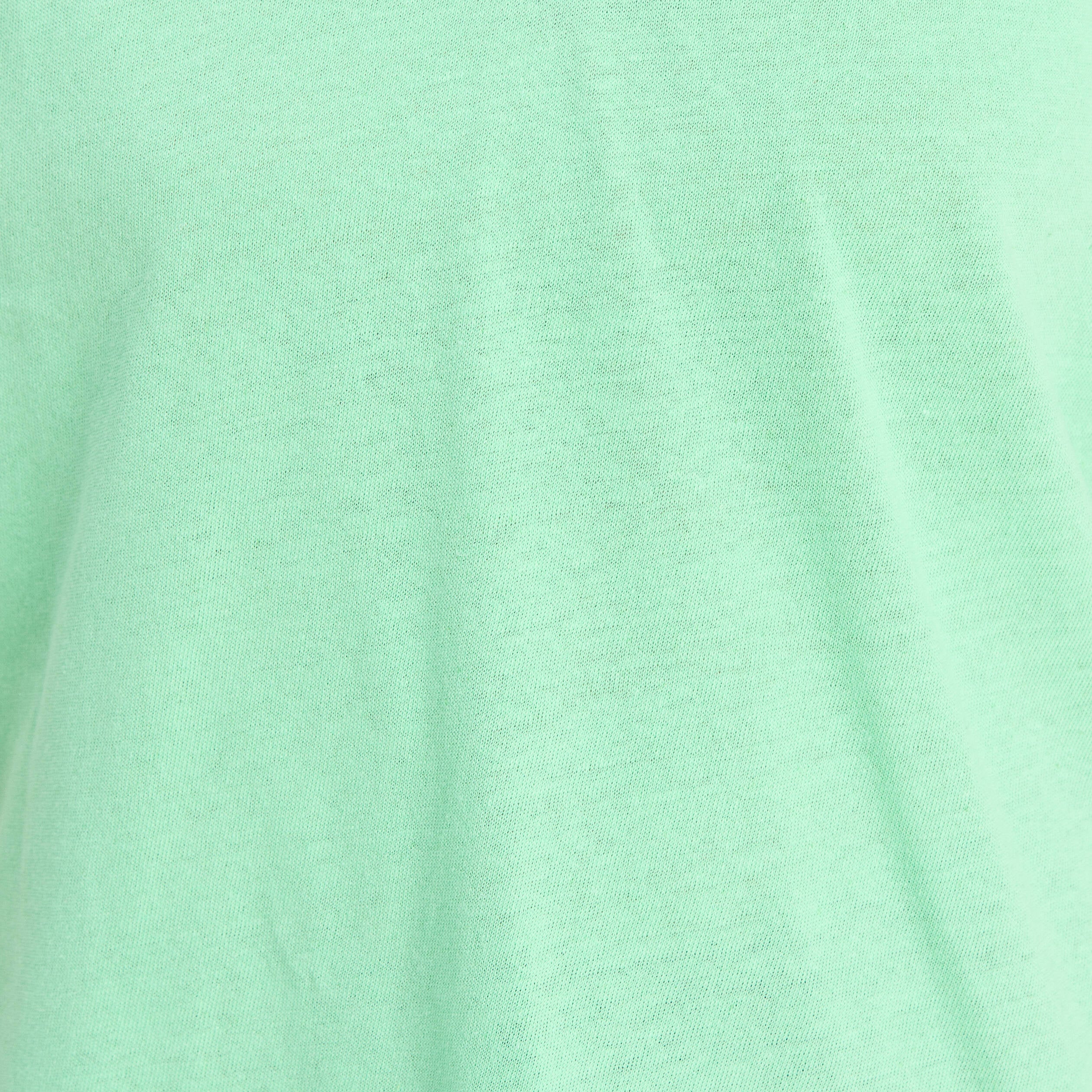 T-shirt col v manches courtes aspect lin vert fluo femme