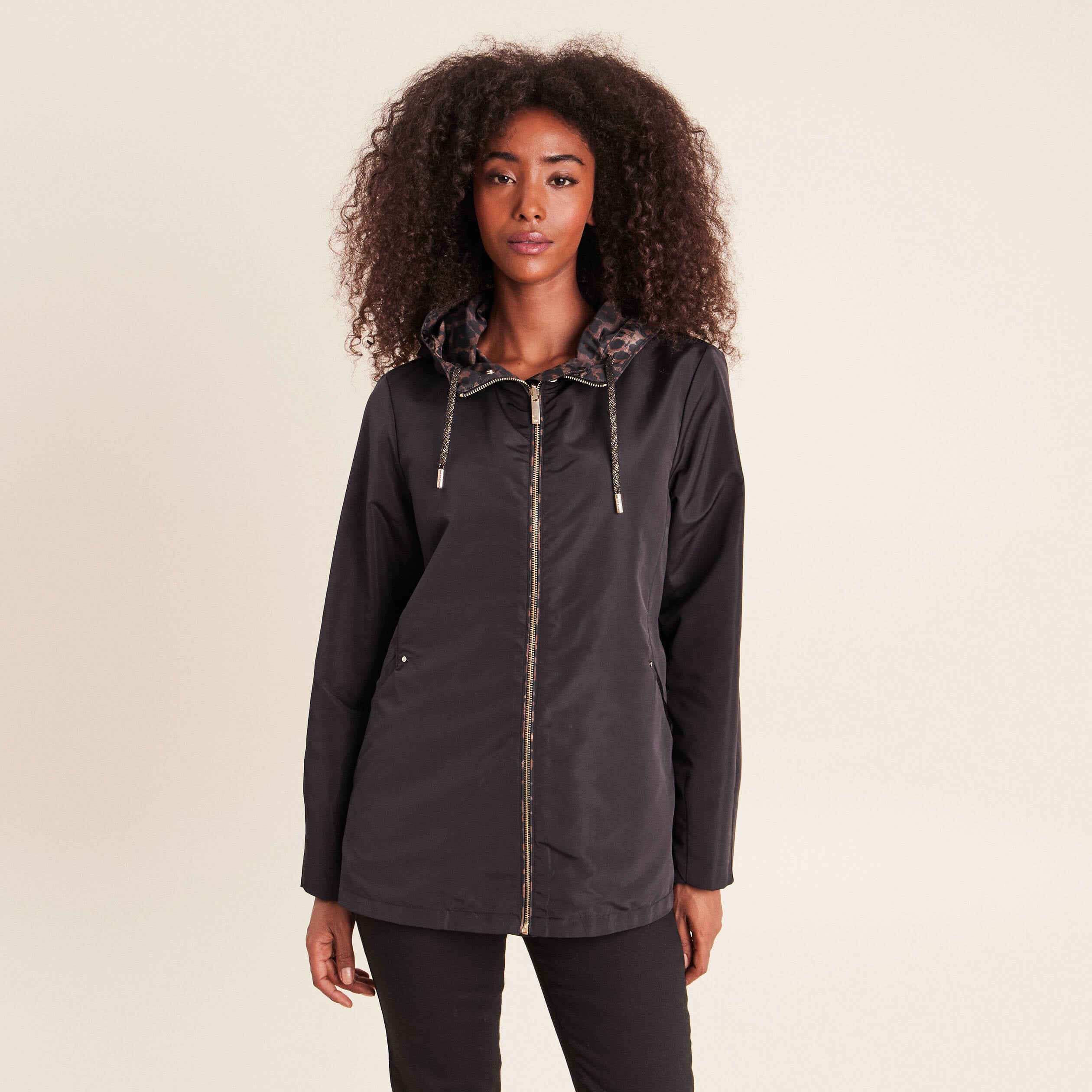Parka cintr&eacute;e r&eacute;versible &agrave; capuche marron femme