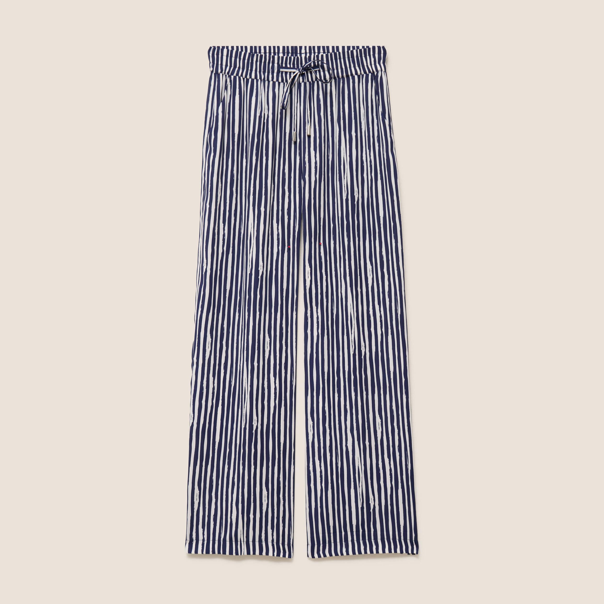 Pantalon large taille haute blanc femme