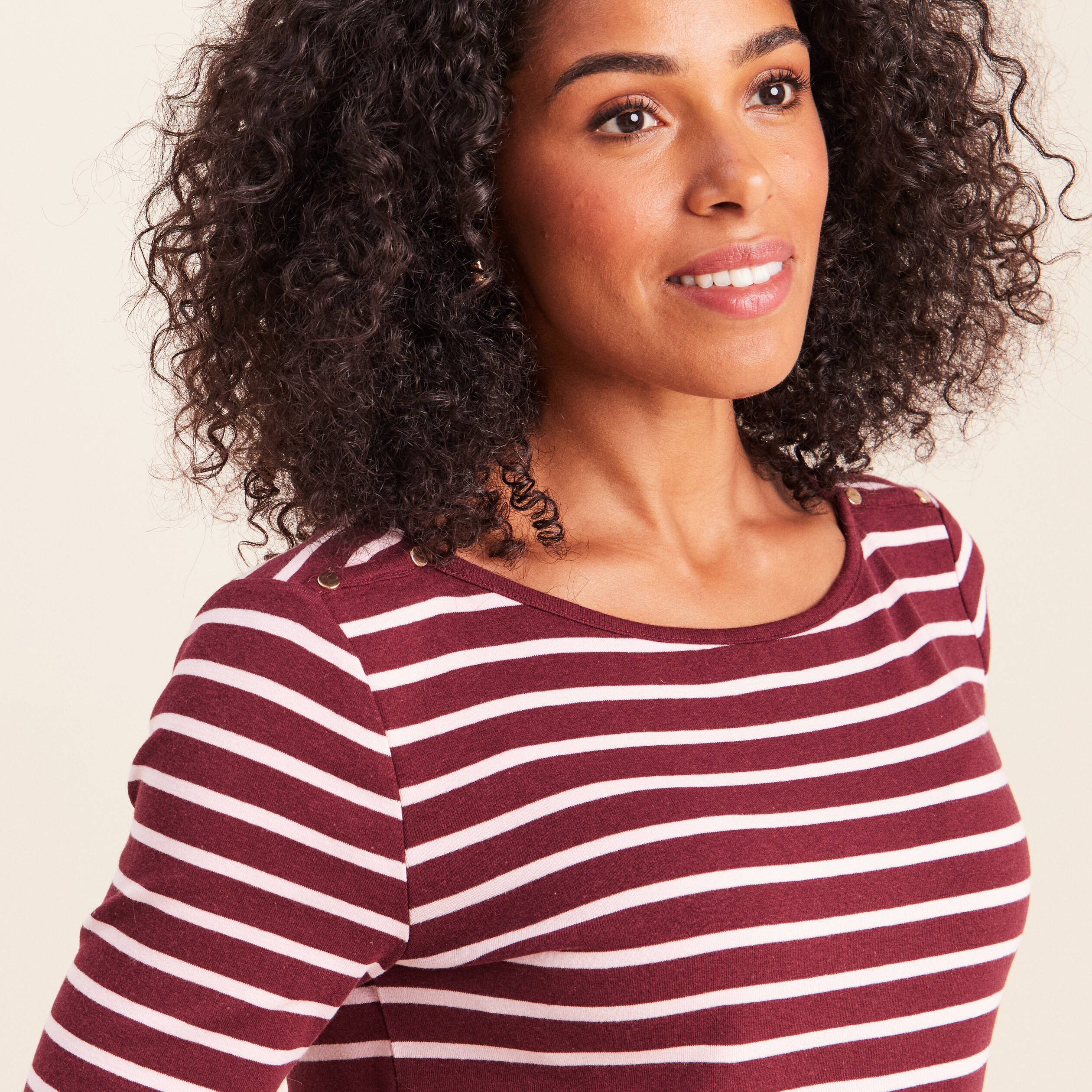 T-shirt col bateau rose femme