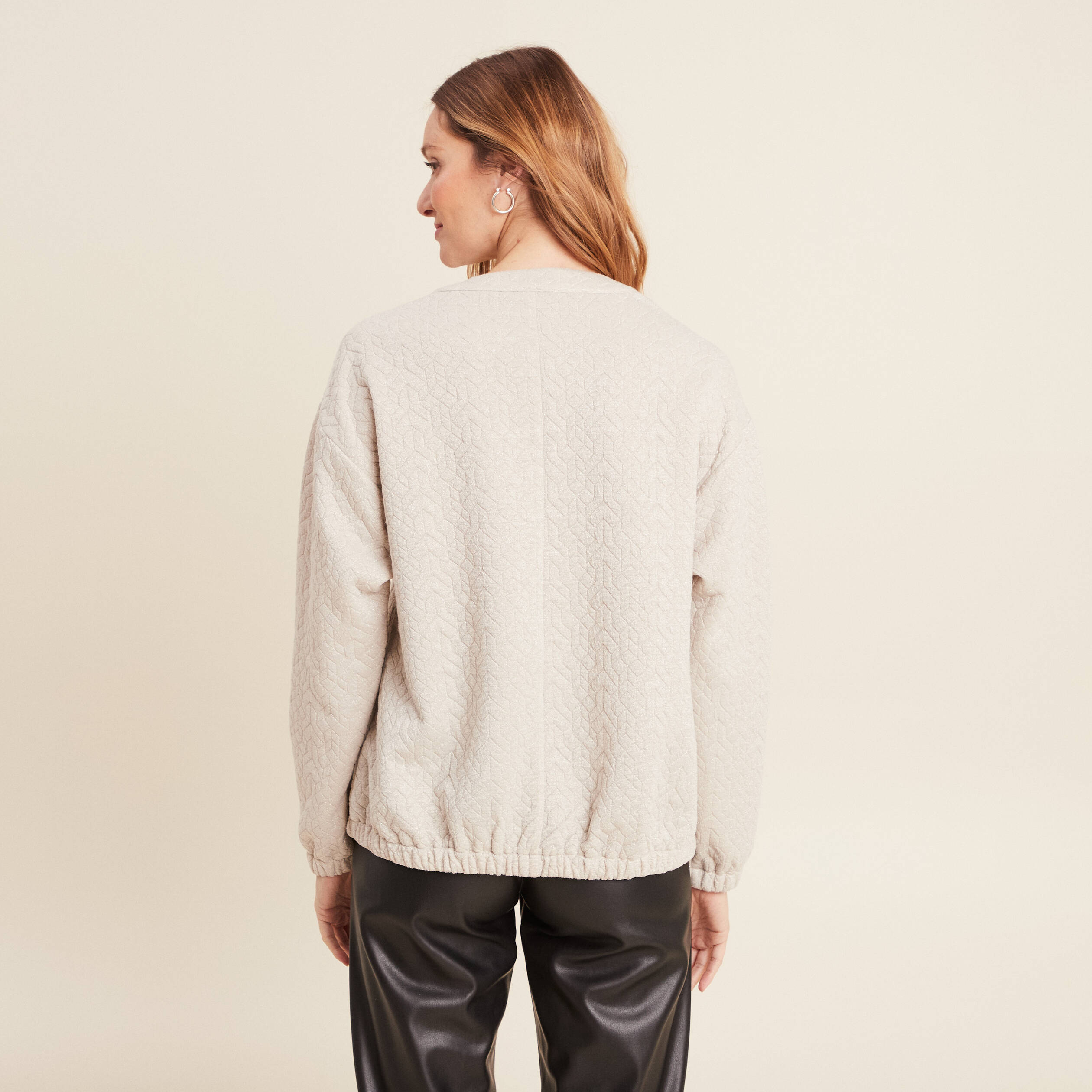Sweat manches longues beige femme
