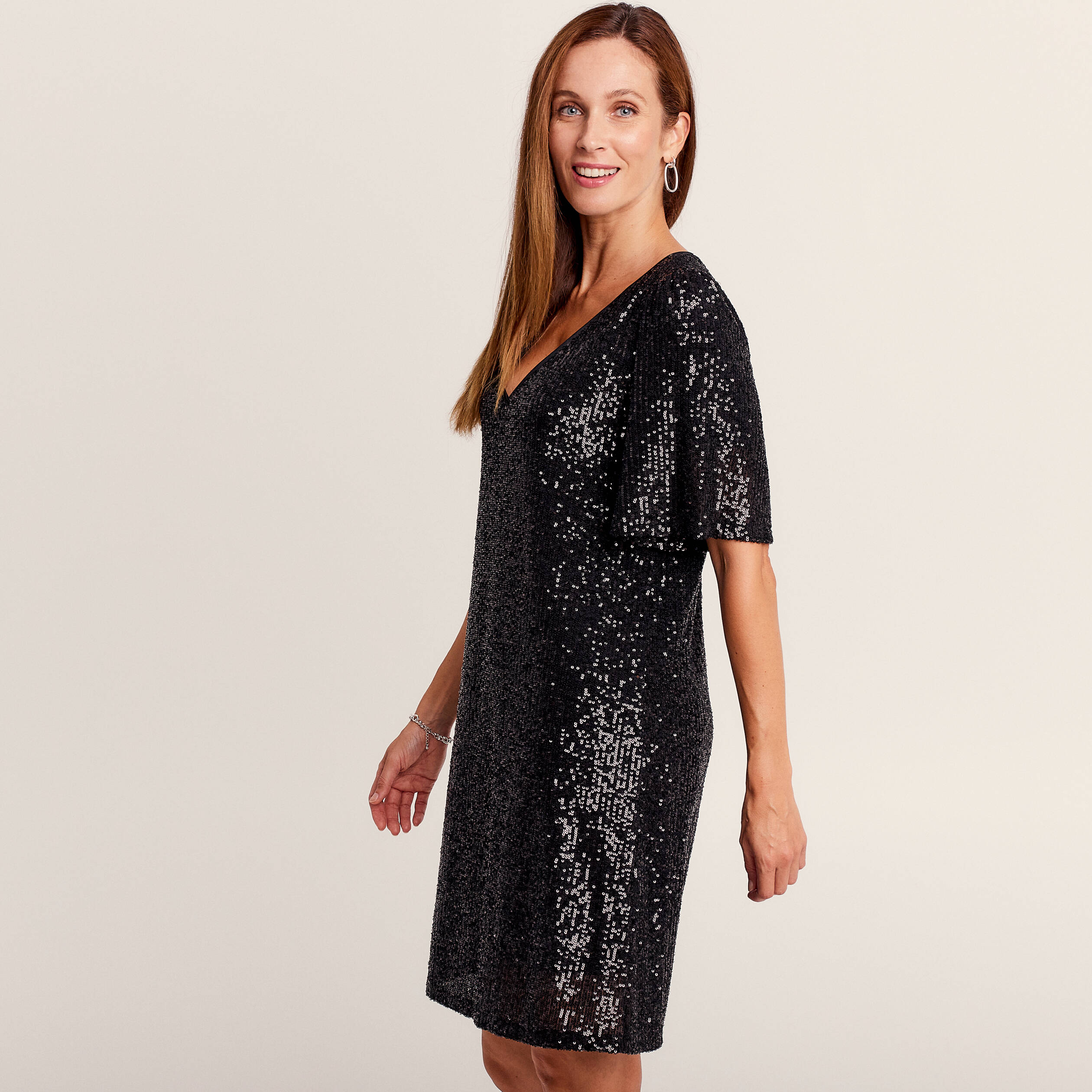 Robe evasee sequins noir femme Breal