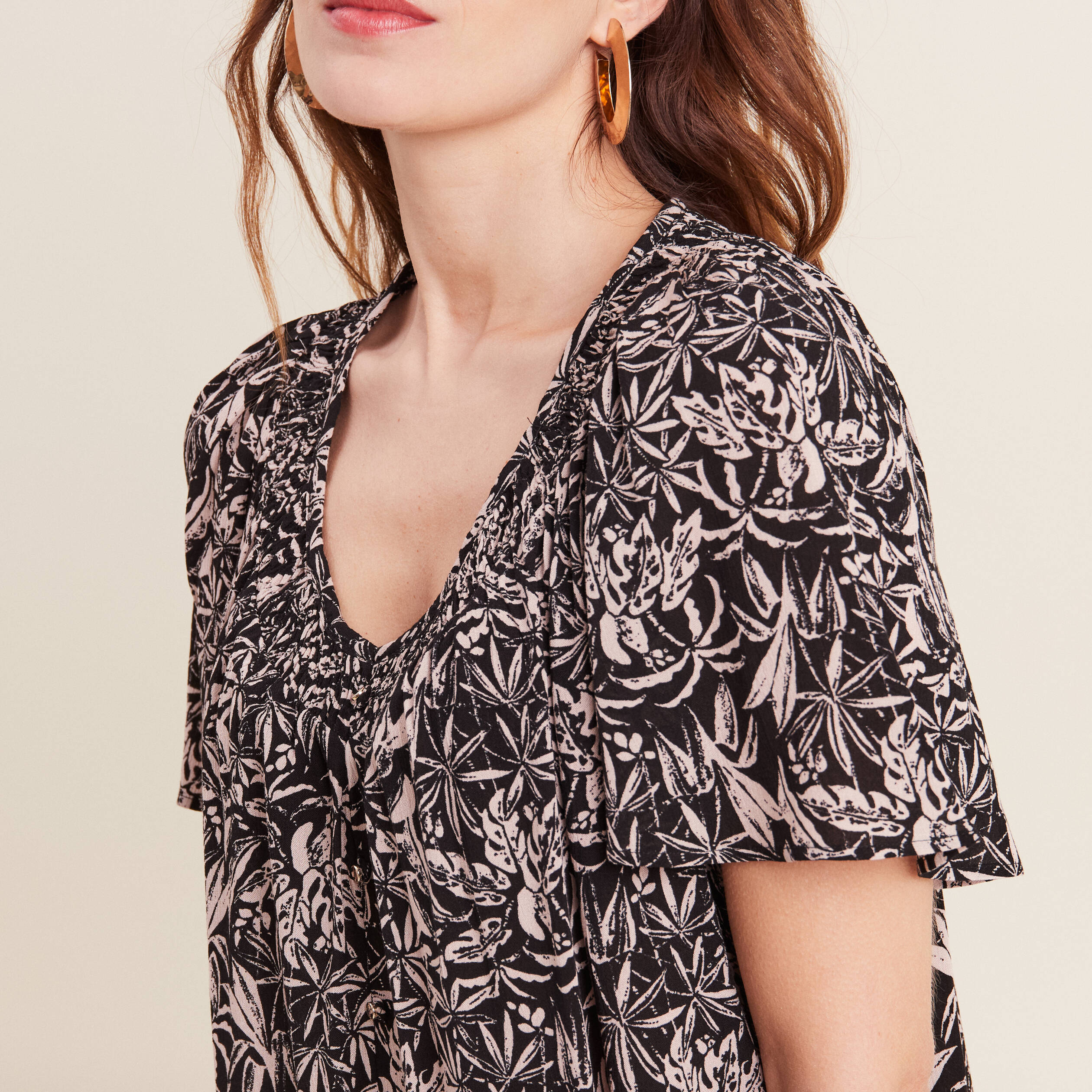 Blouse manches courtes noir femme