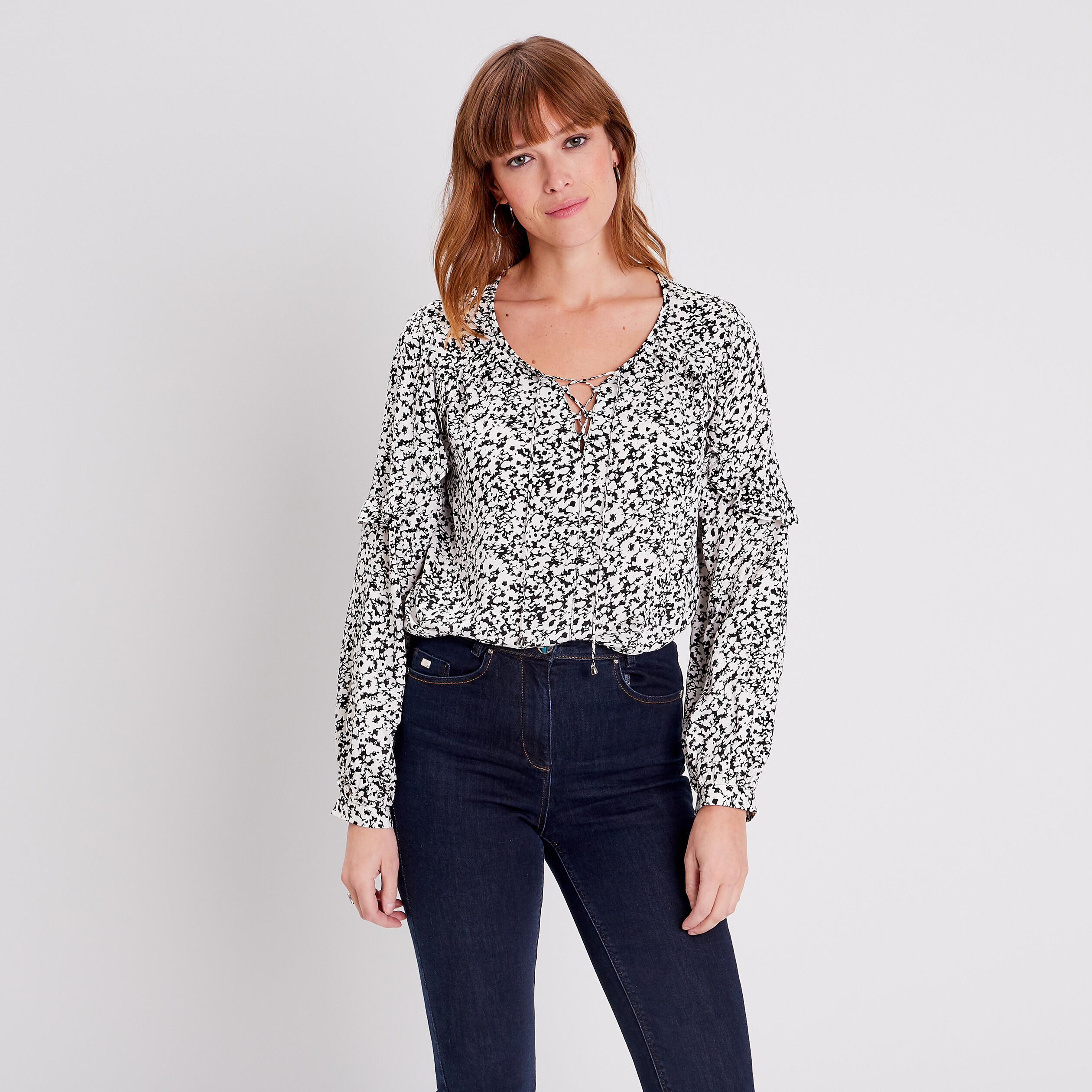 Blouse manches longues ecru femme
