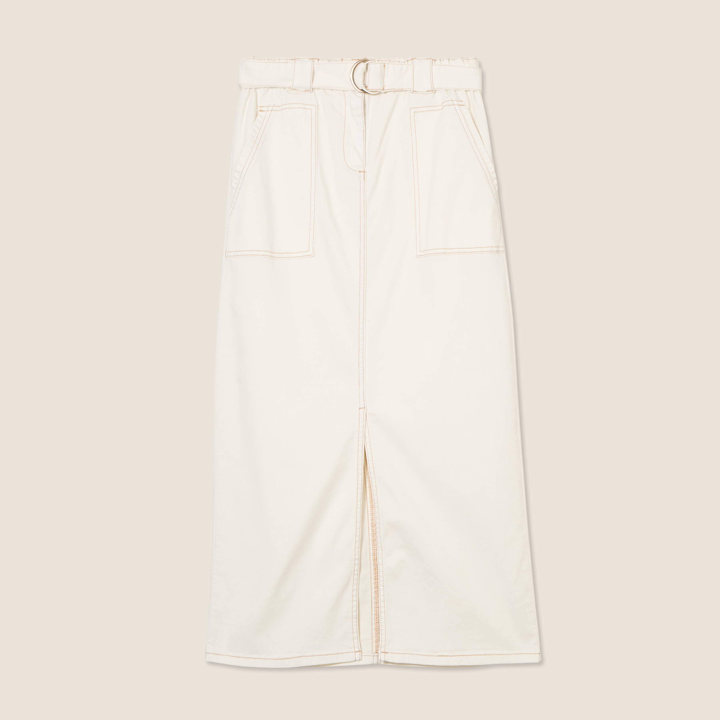 Jupe longue fourreau ecru femme