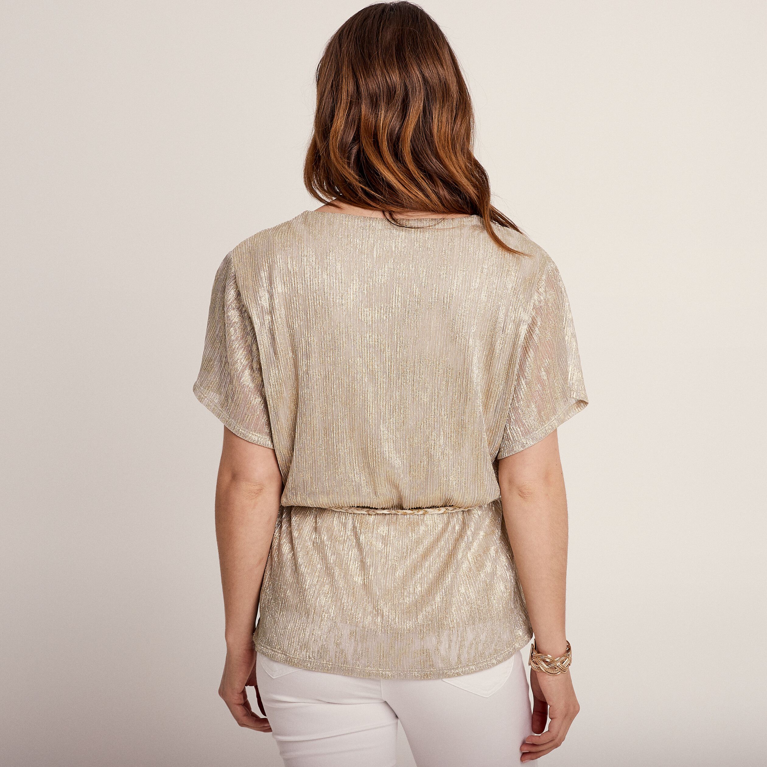 T-shirt manches courtes beige femme