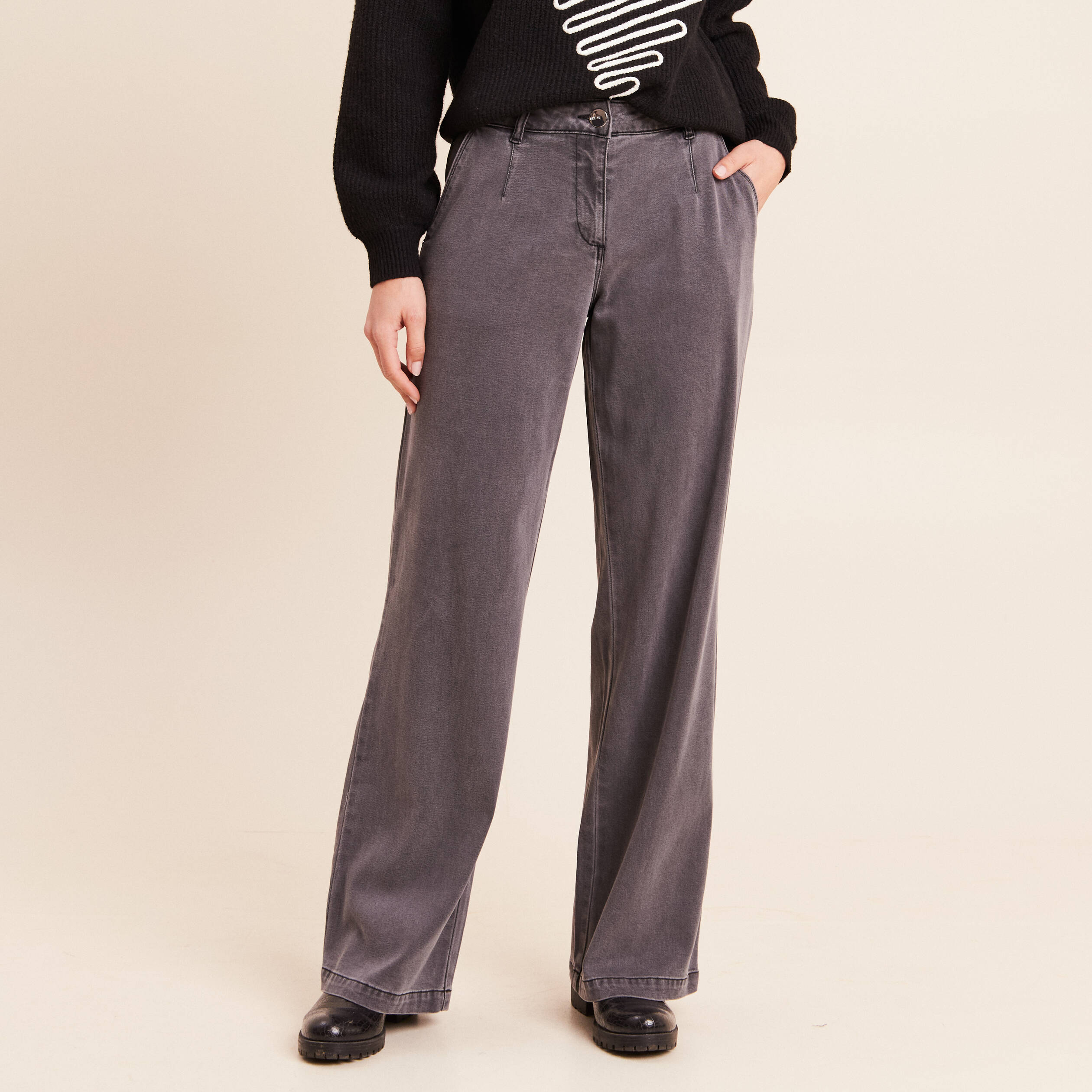 Jean denim gris femme