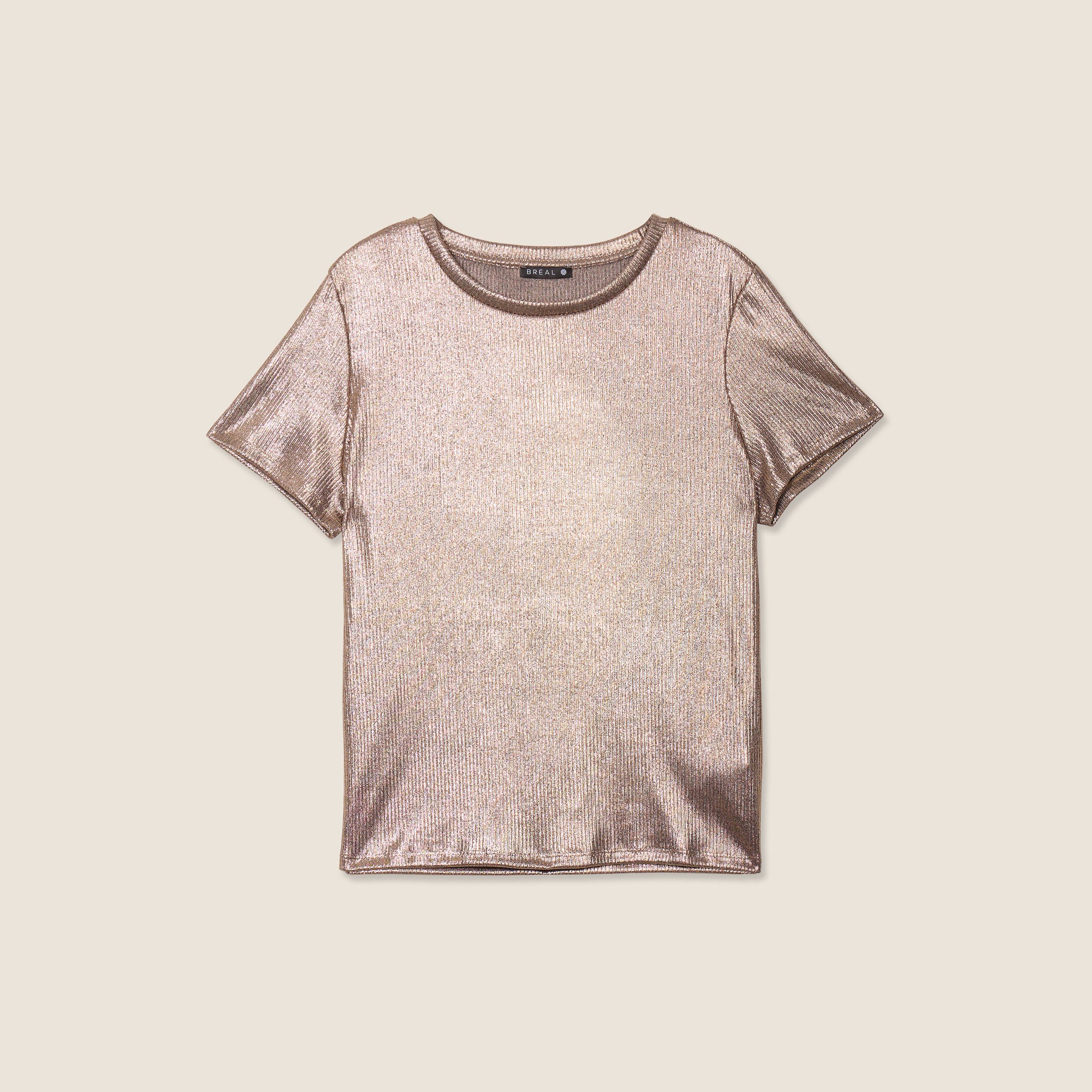 T-shirt manches courtes couleur cuivre femme