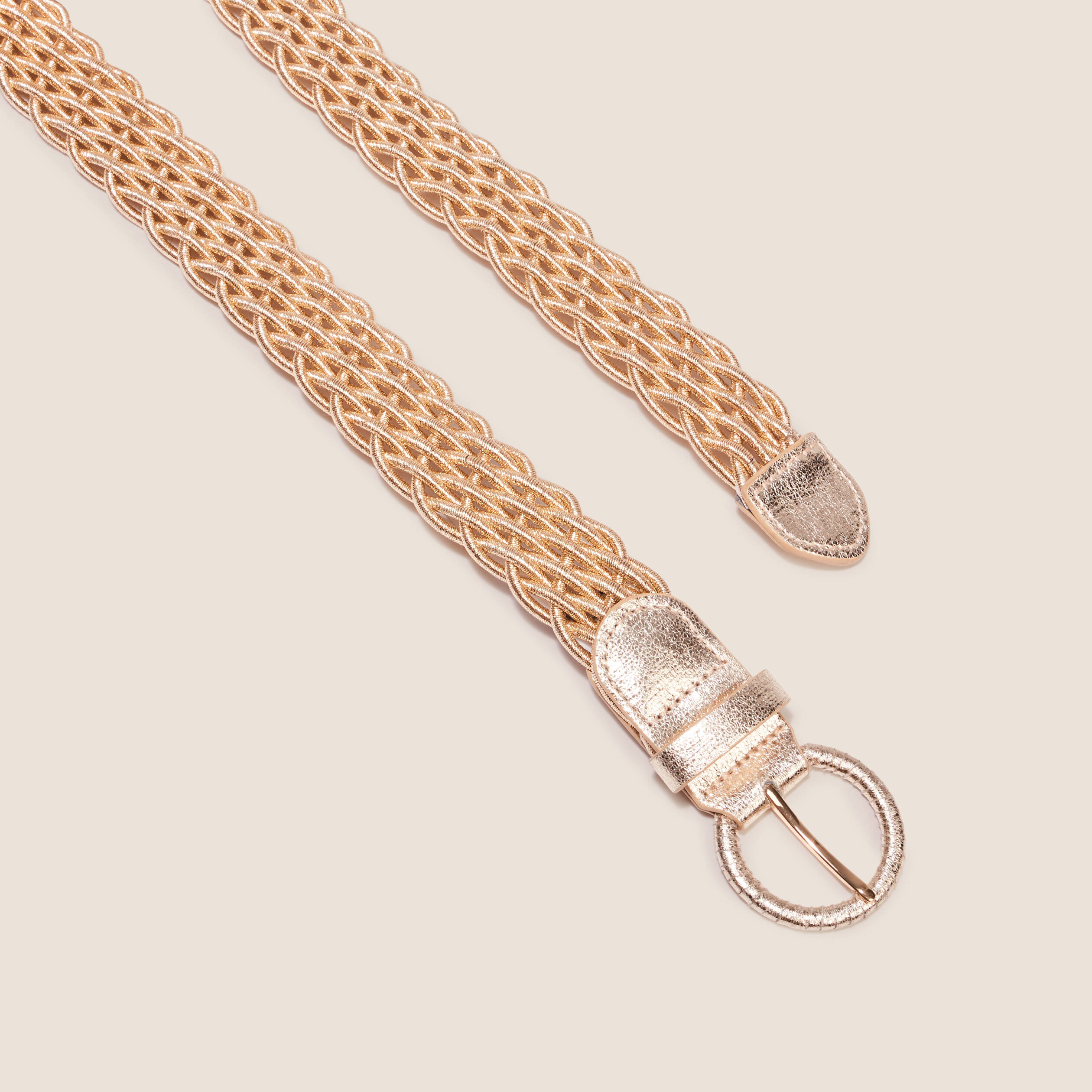 Ceinture tressée métallisée couleur or femme