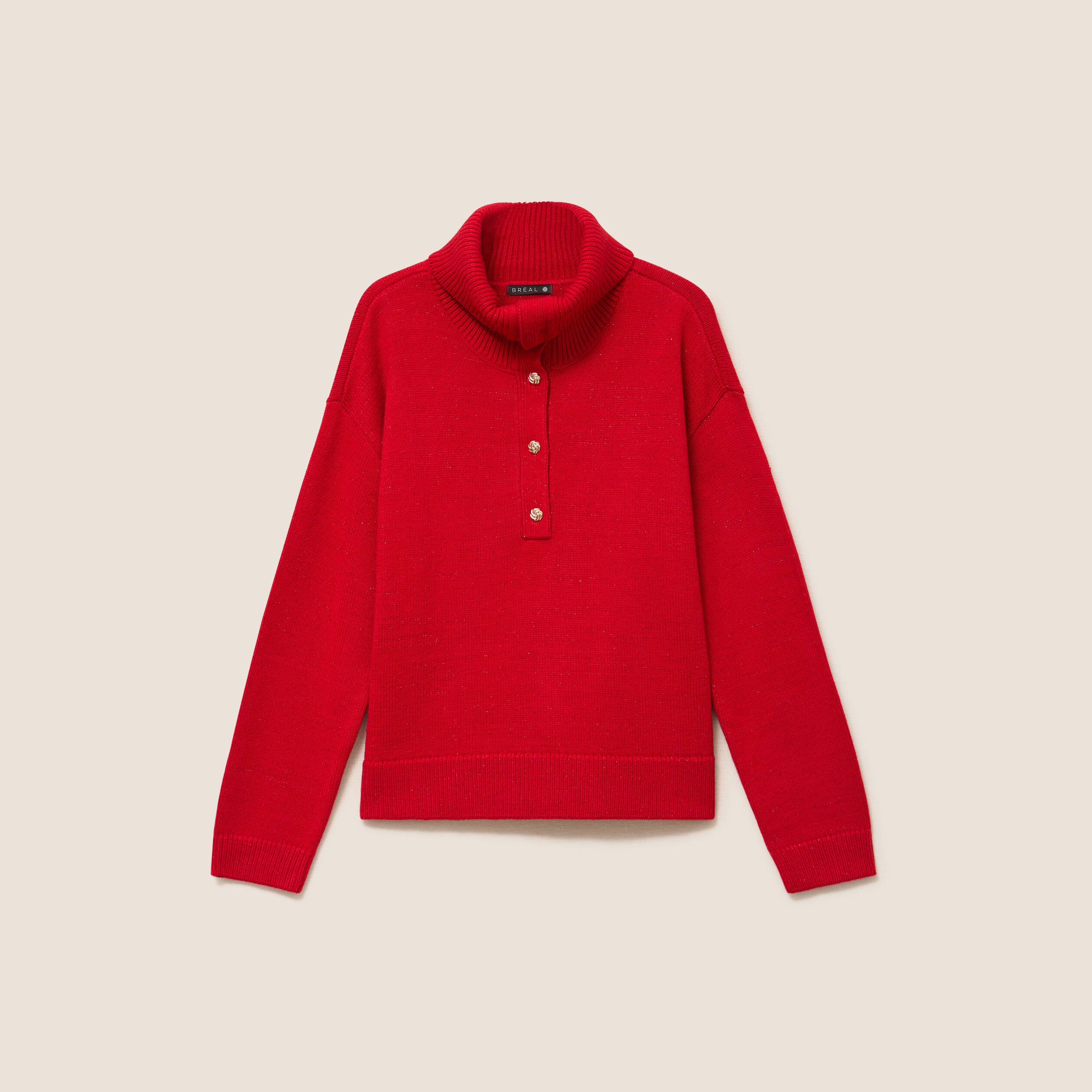 Pull col camionneur rouge femme