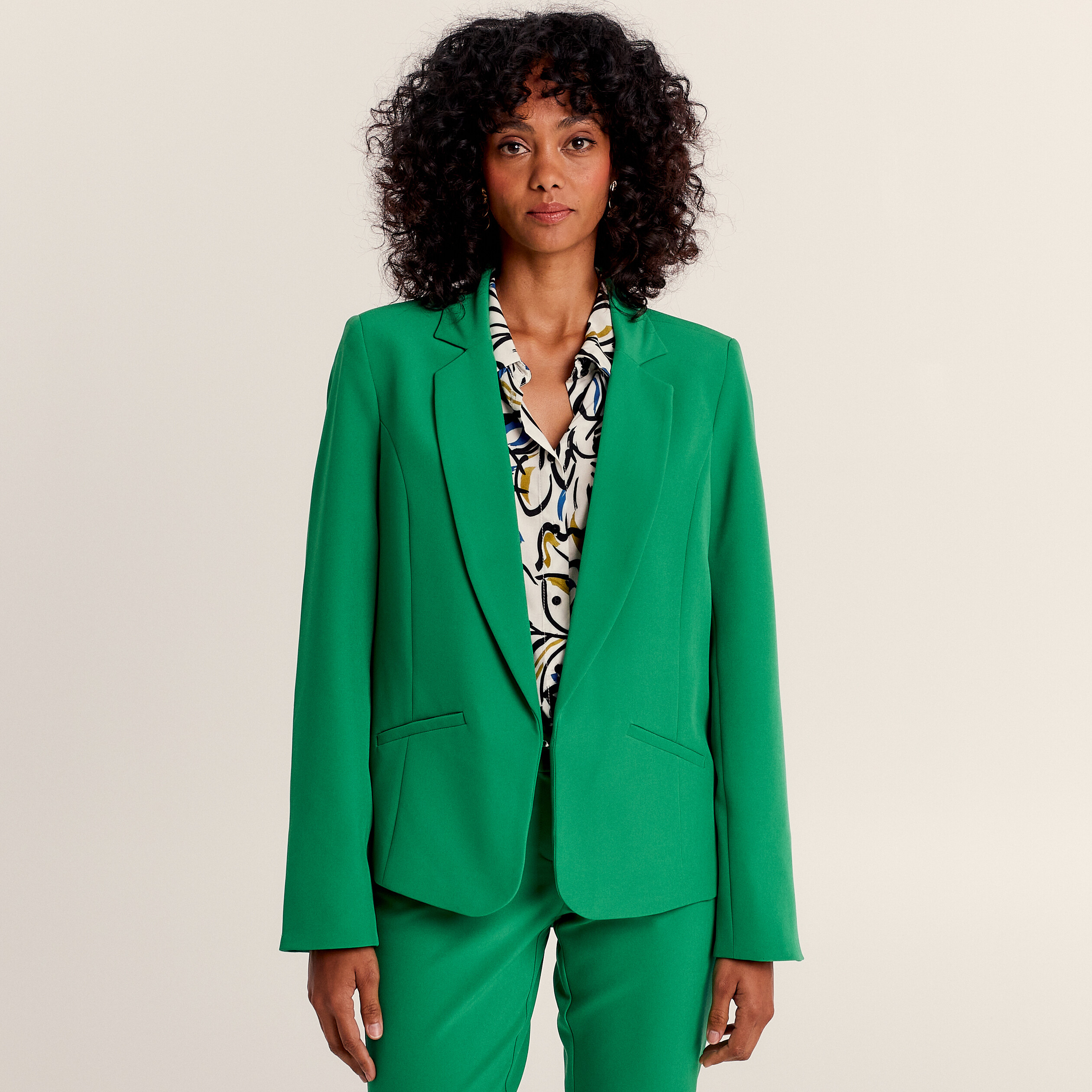 Blazer Femme Travail à Revers Châle - Manches 3/4, 1 Bouton, Pour Bureau, Quotidien, 94% Polyester
