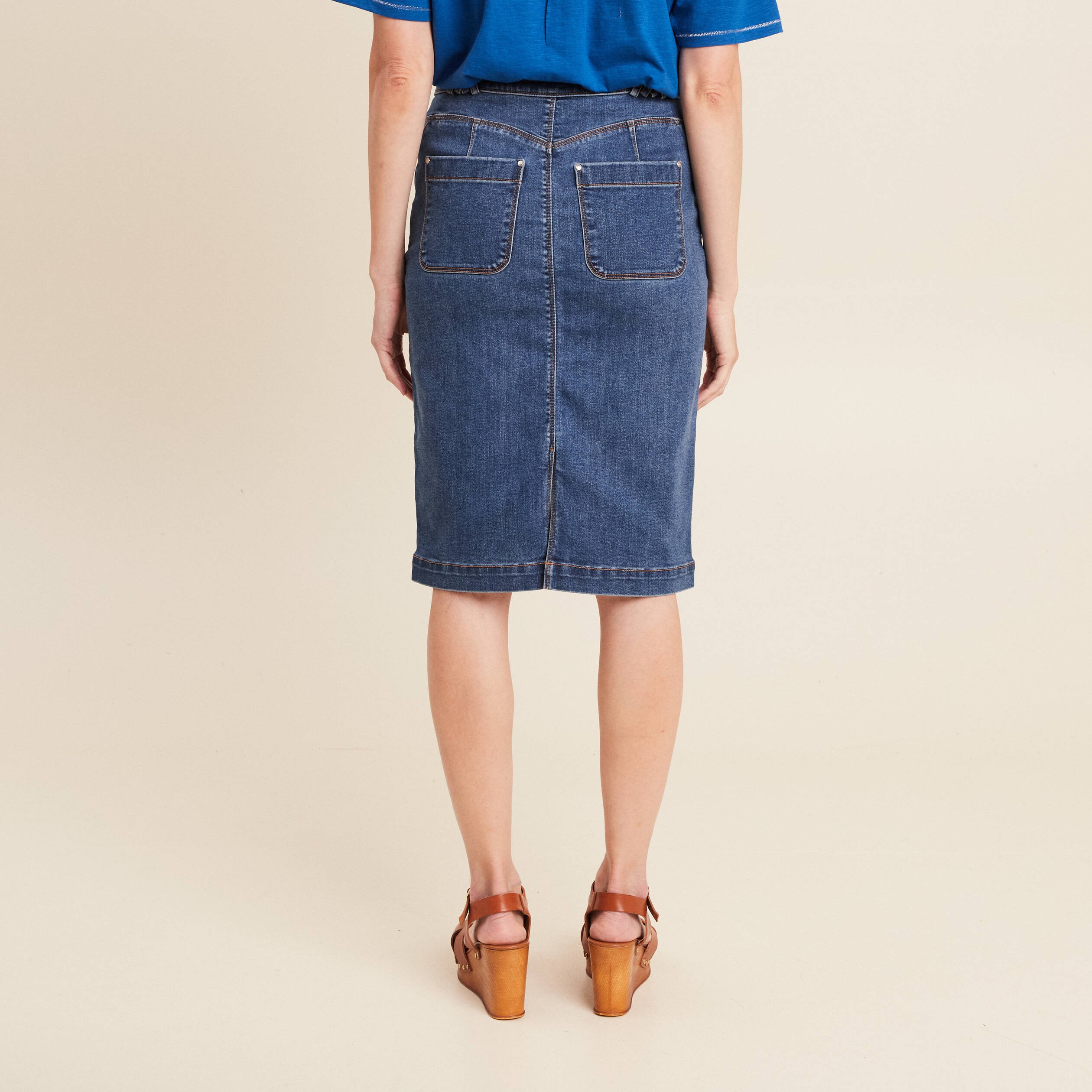 jupe en jean longueur genou denim stone femme Jupe en jean longueur genou denim stone femme