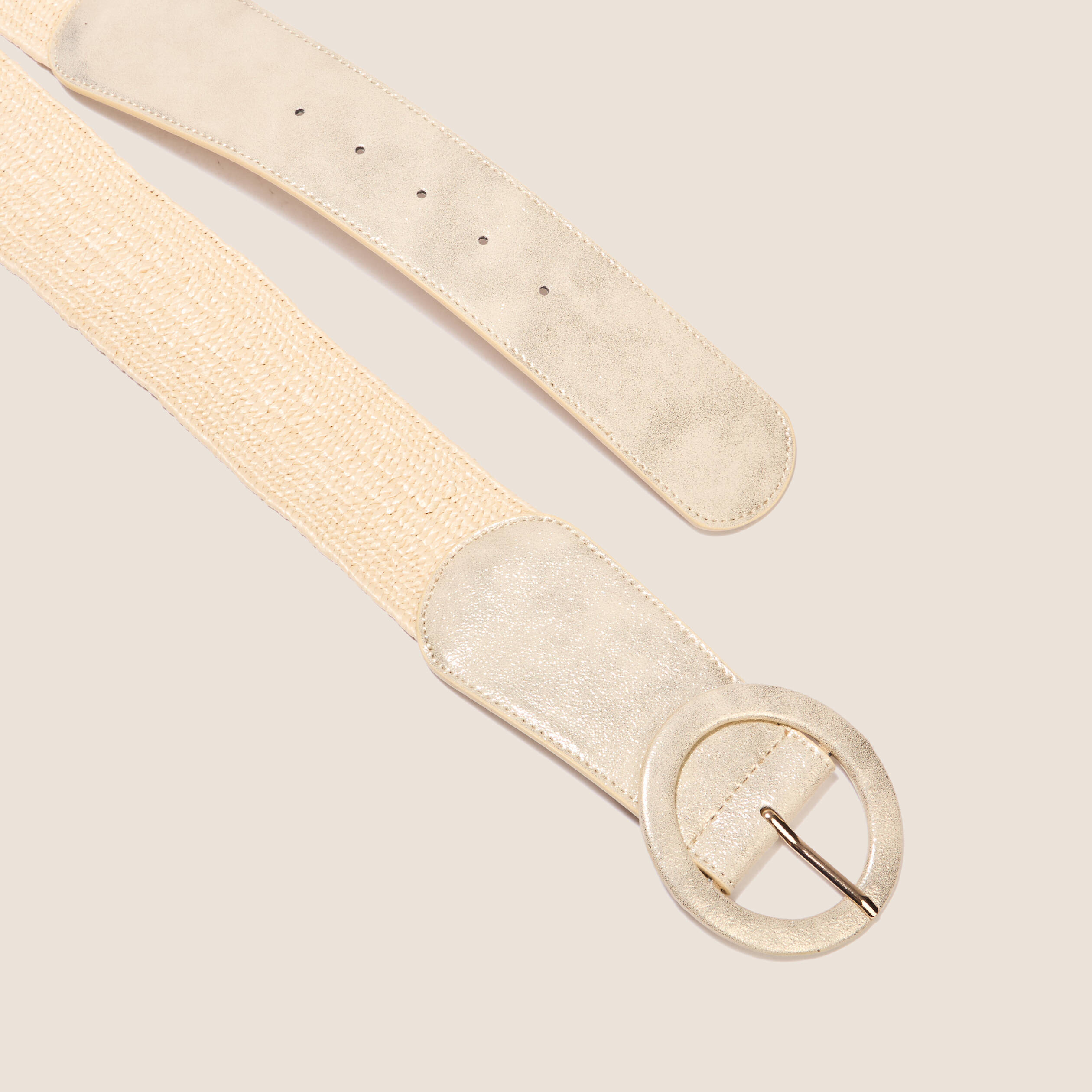 Ceinture large élastiquée ivoire femme