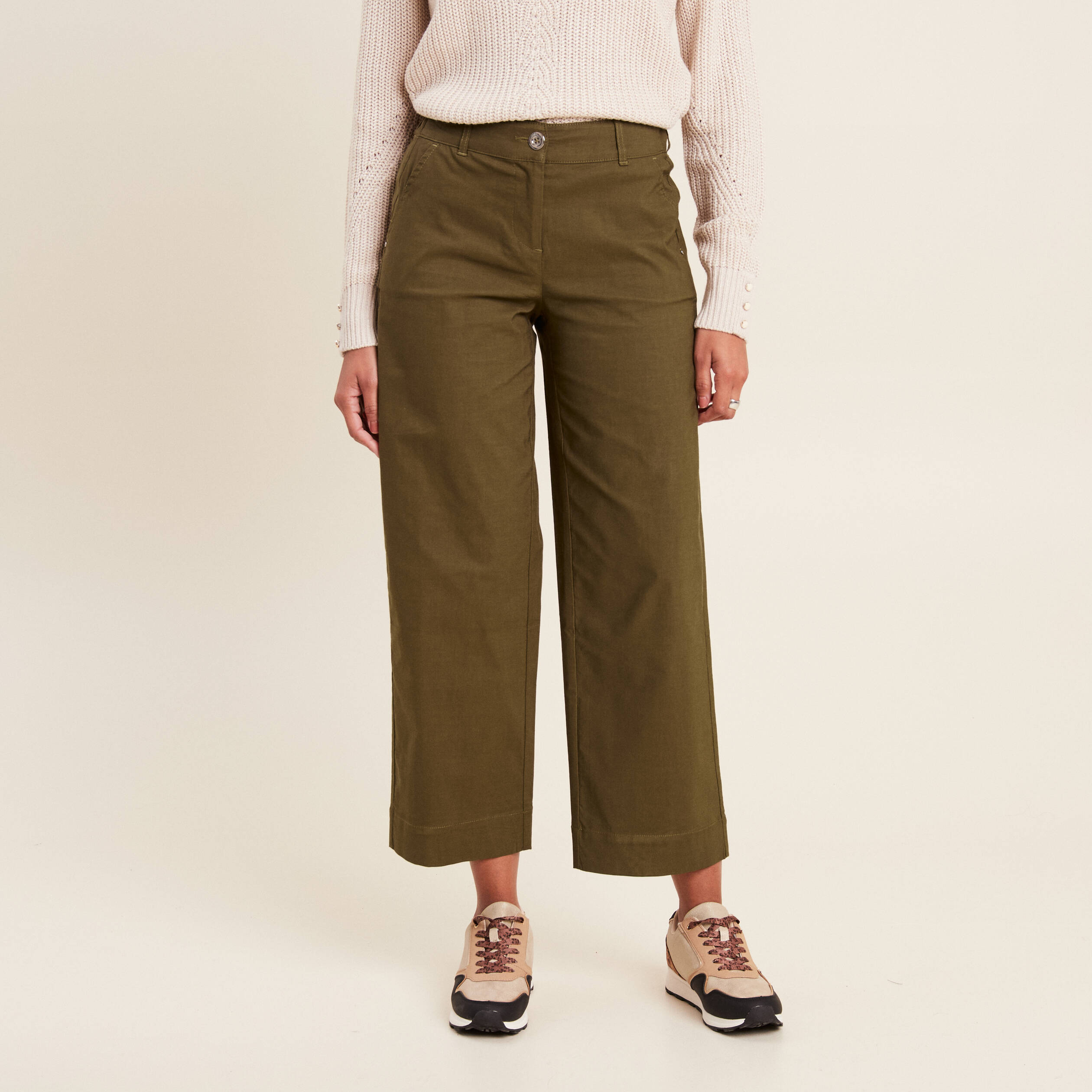 pantalon large 78eme vert olive femme Pantalon large 7/8ème vert olive femme