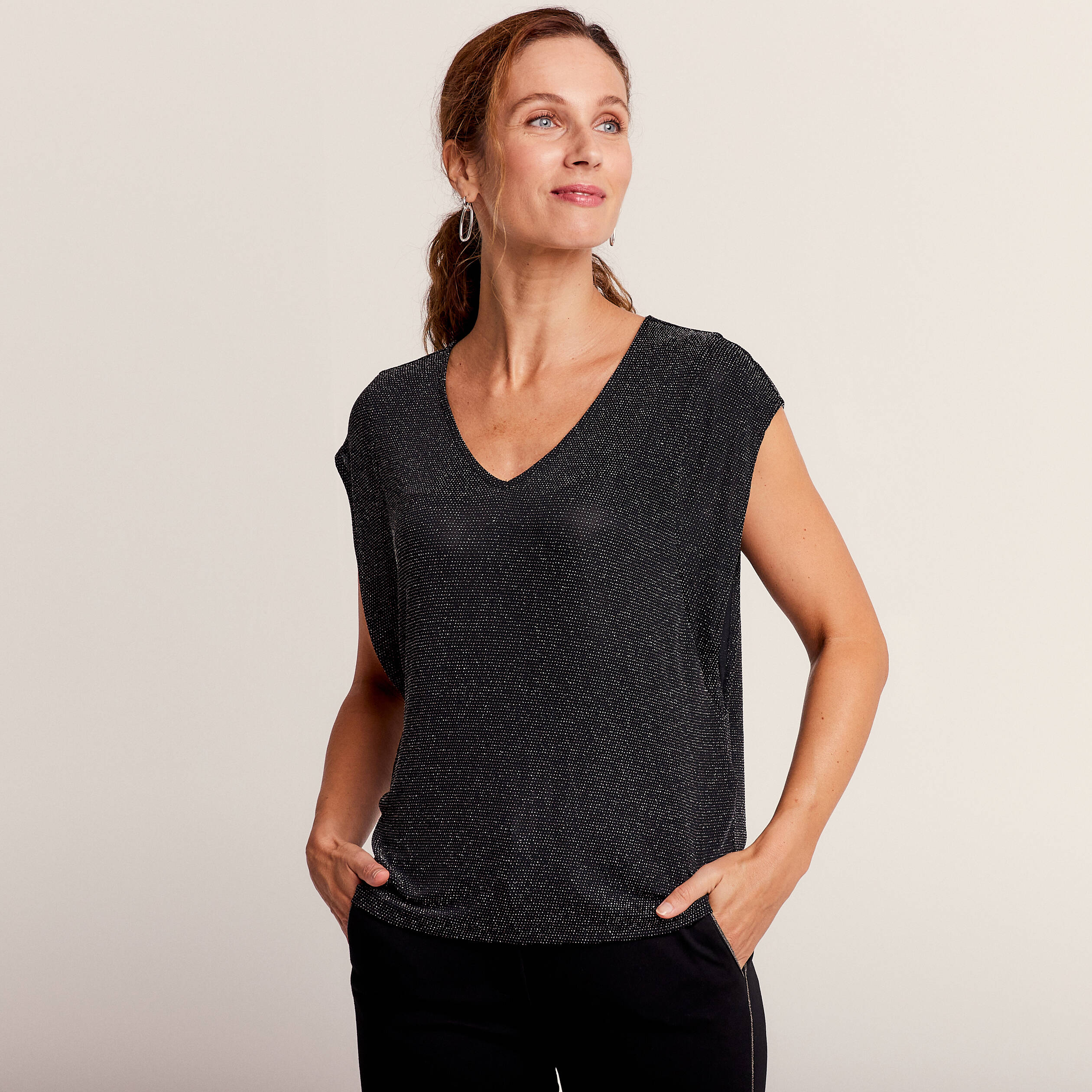 T-shirt manches courtes noir femme