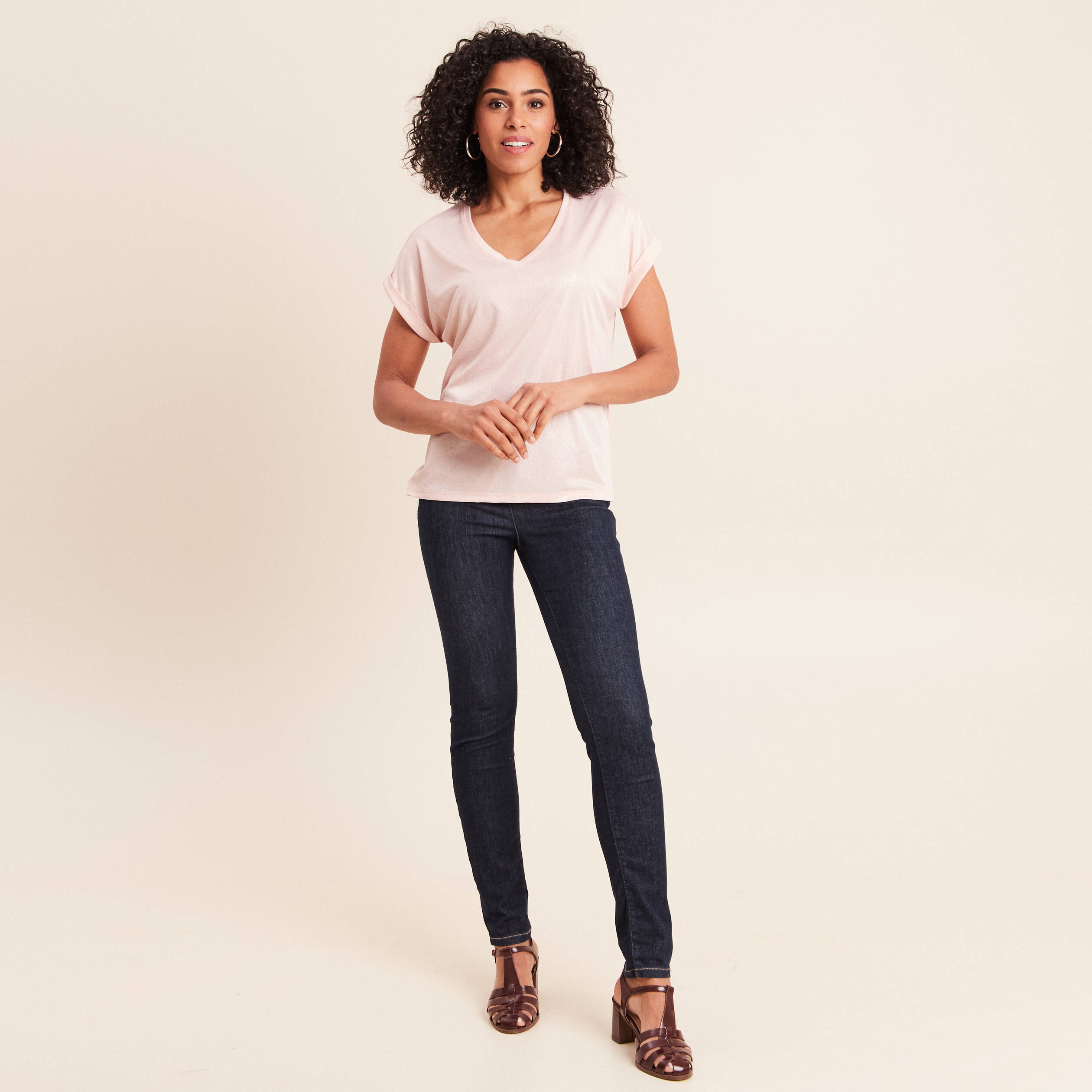 T-shirt manches courtes vieux rose femme