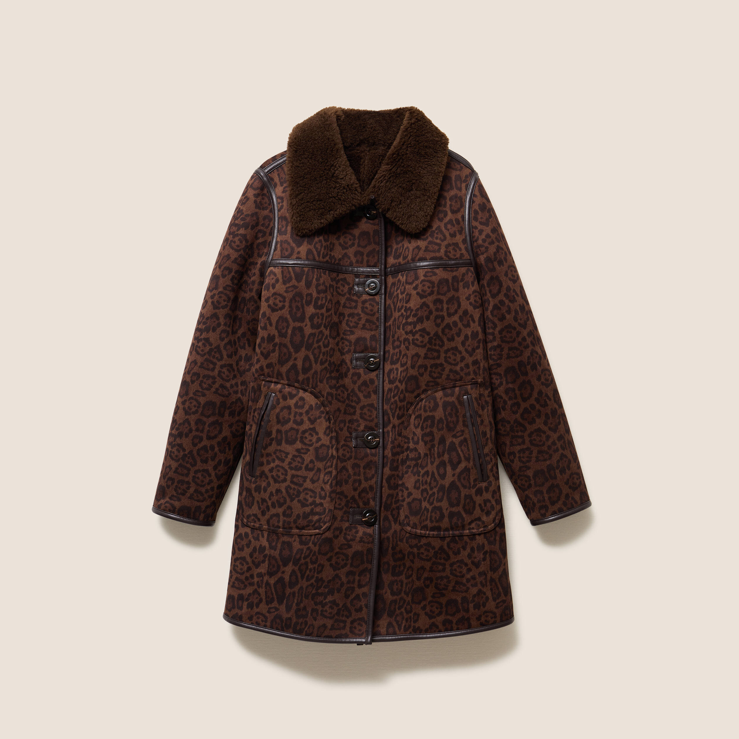 Manteau col montant marron femme