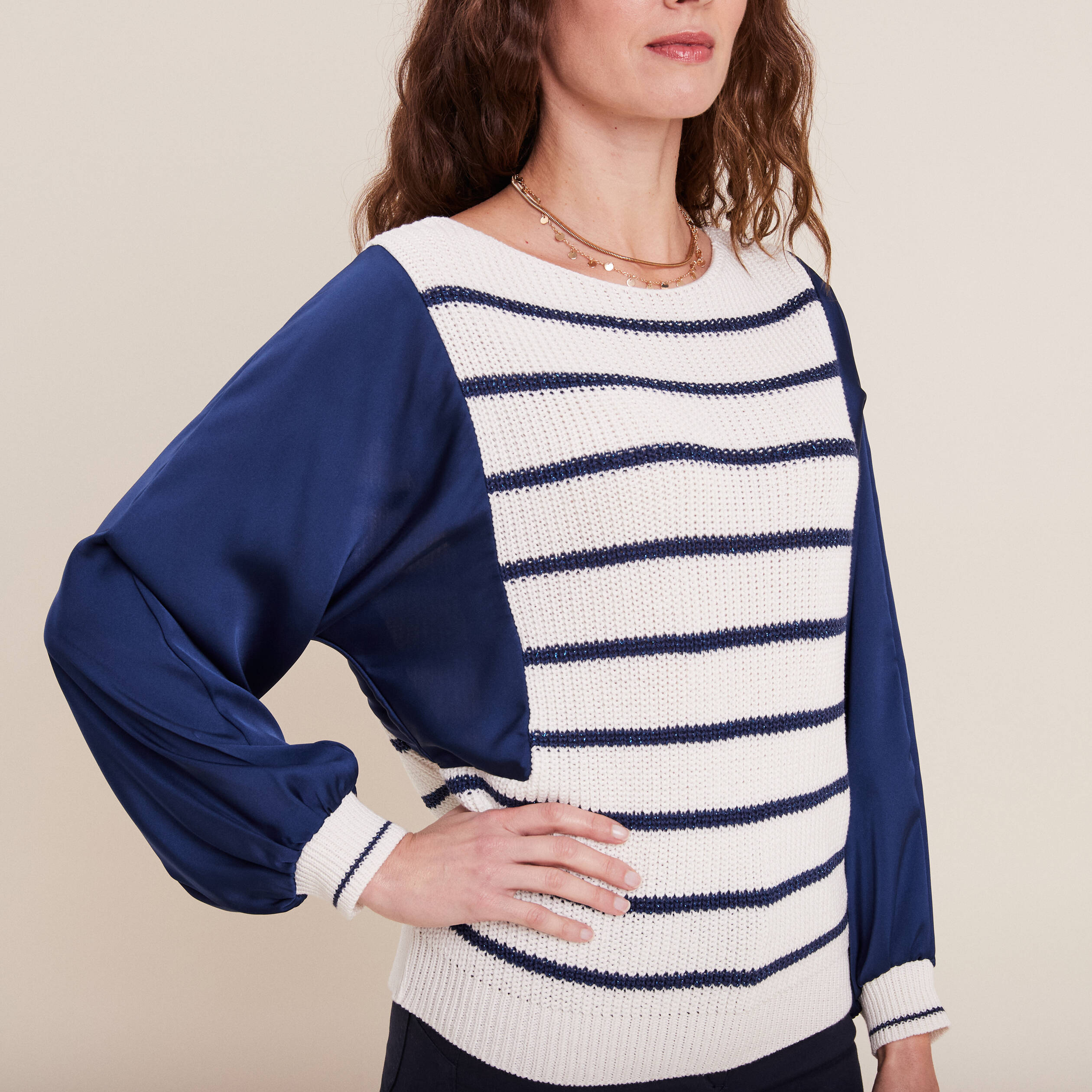 Pull manches longues blanc femme