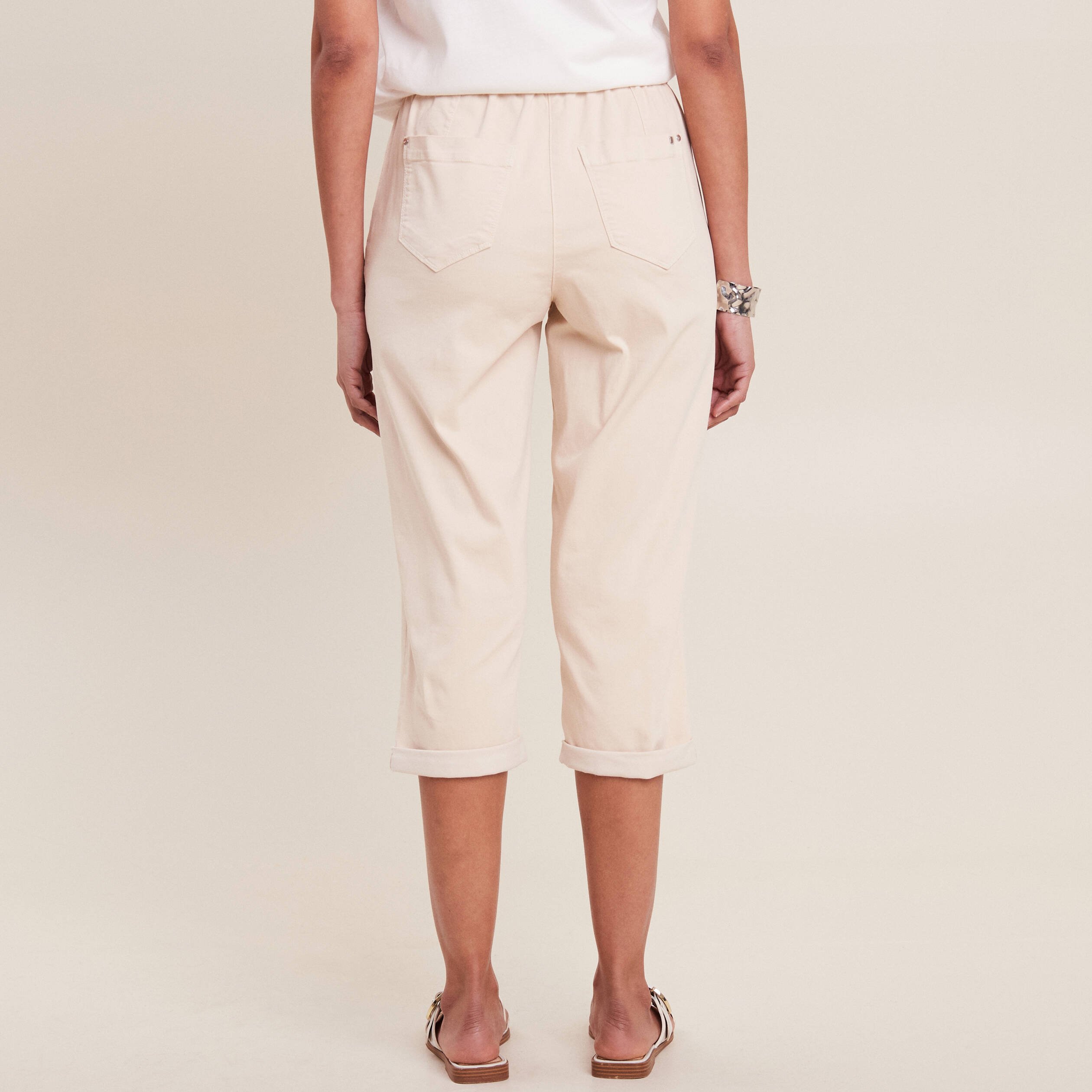 Pantacourt large taille haute ivoire femme Bréal