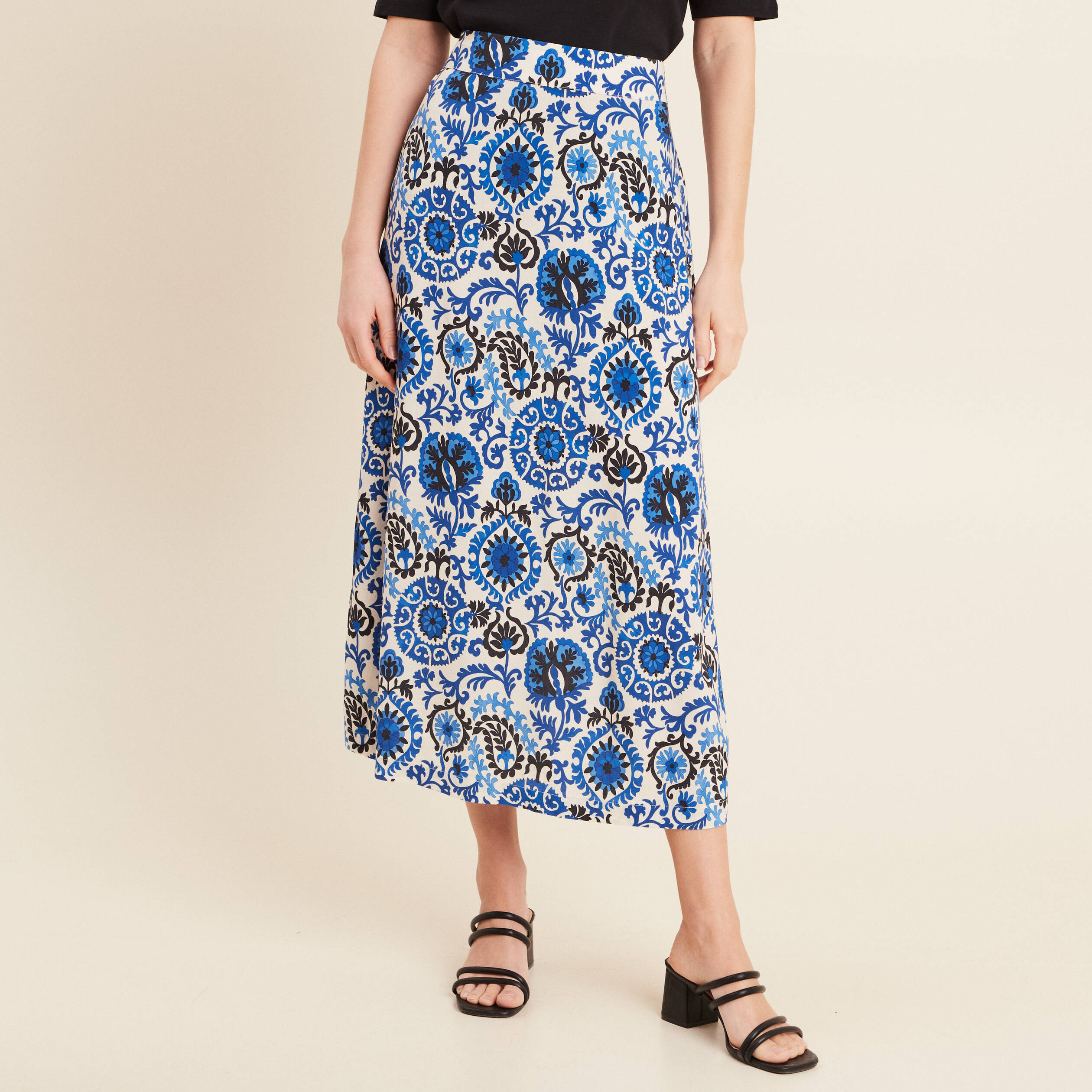 Jupe fluide taille standard bleu femme