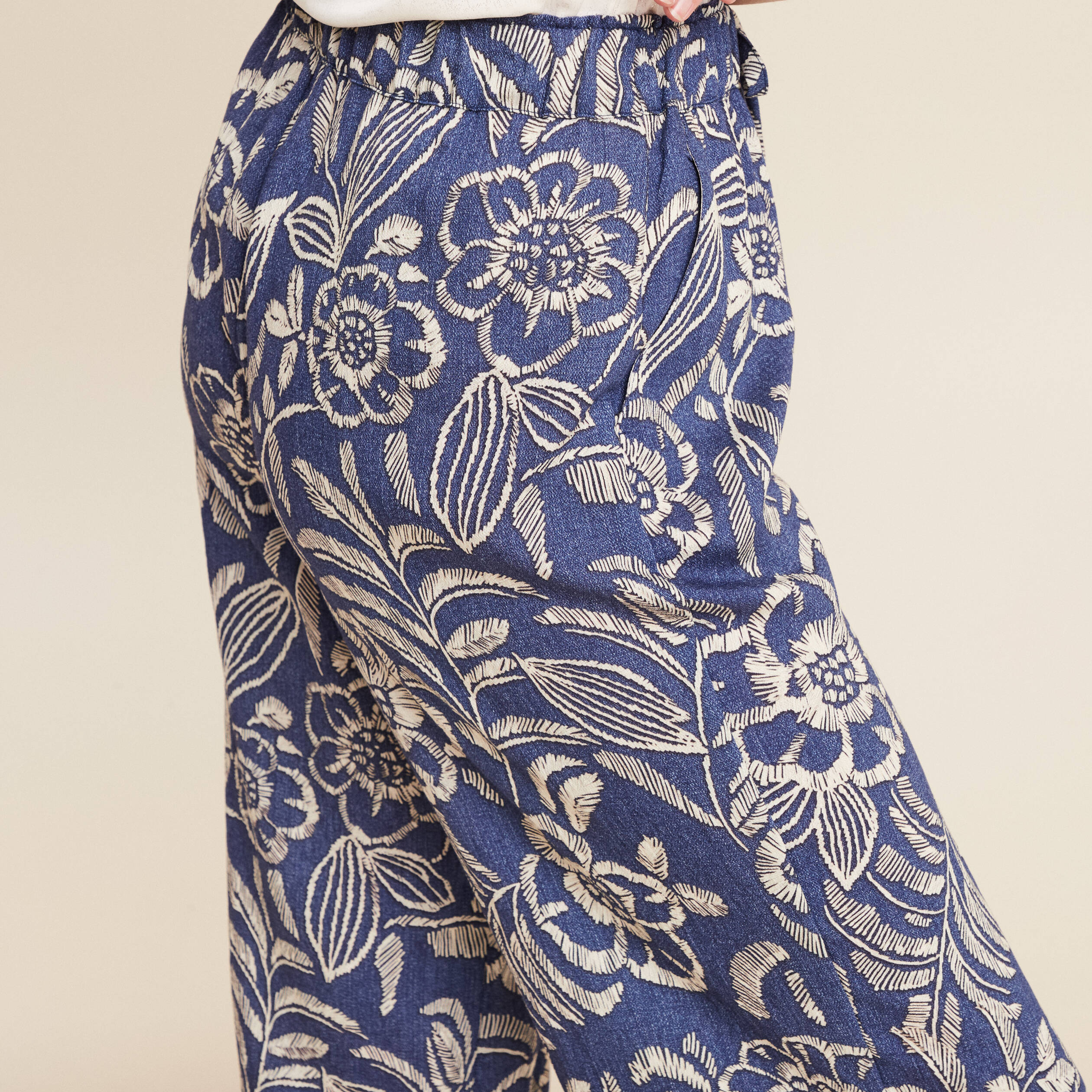 pantalon large taille haute bleu femme Pantalon large taille haute bleu femme