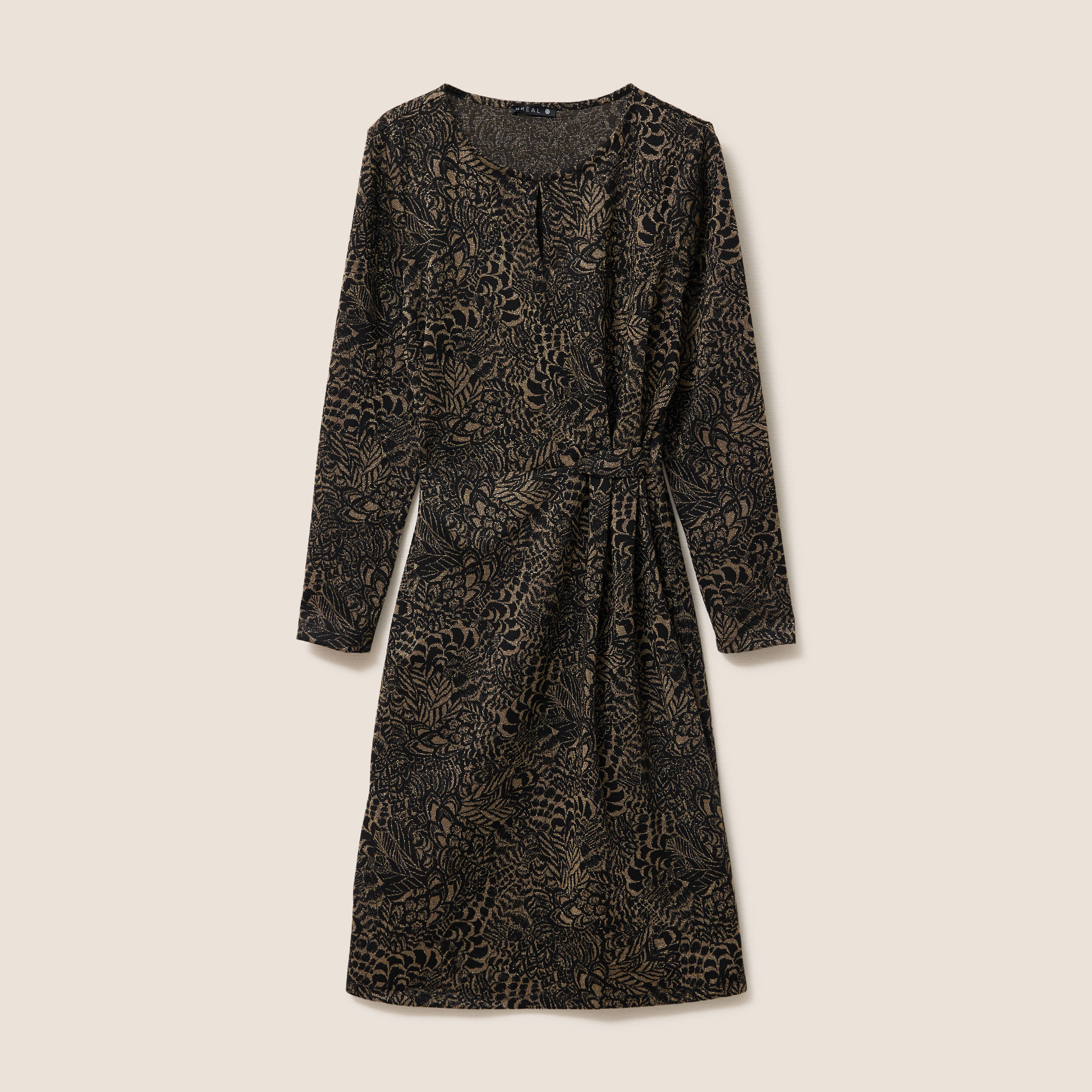 Robe ajust&eacute;e courte en maille col rond vert kaki femme