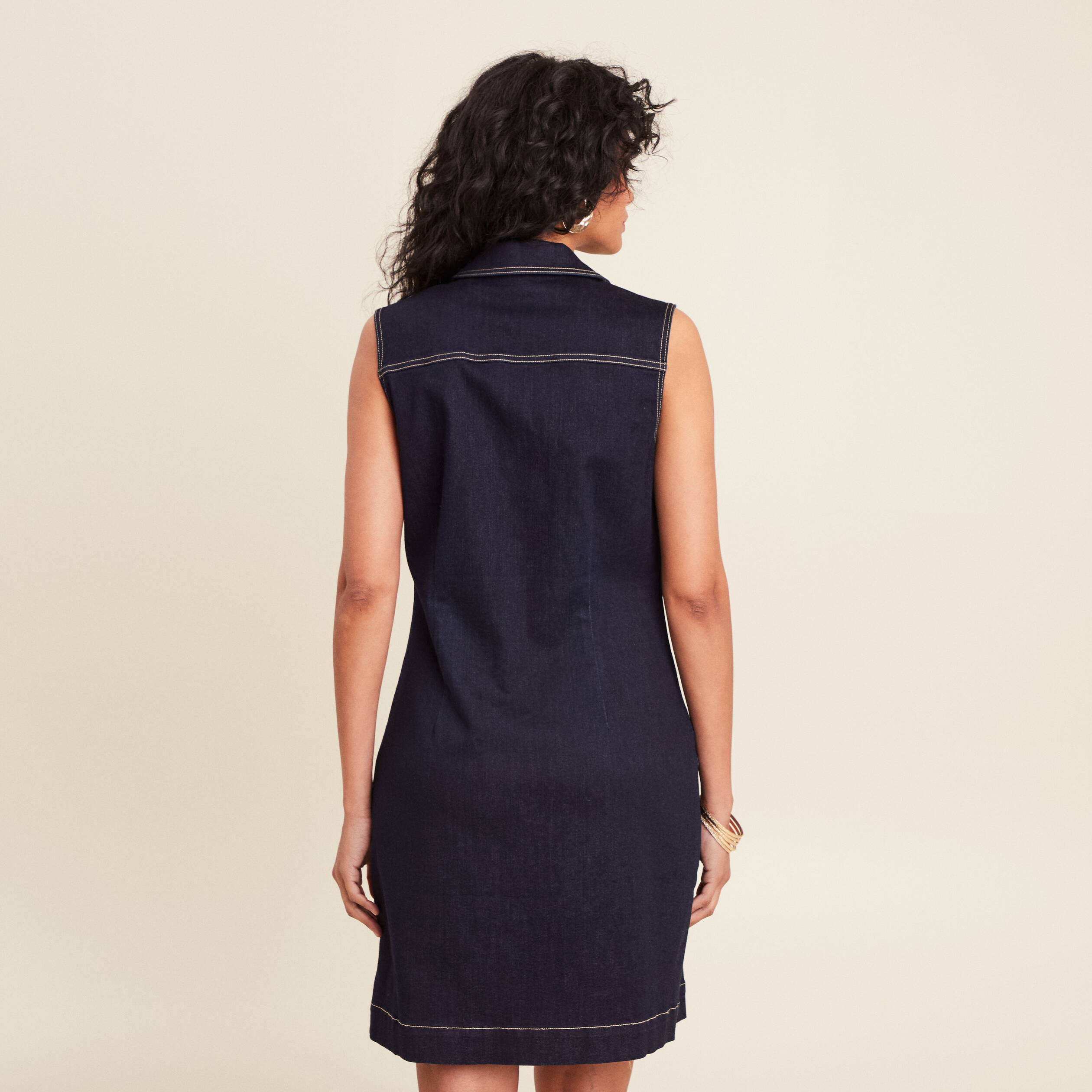 Robe droite en jean denim brut femme